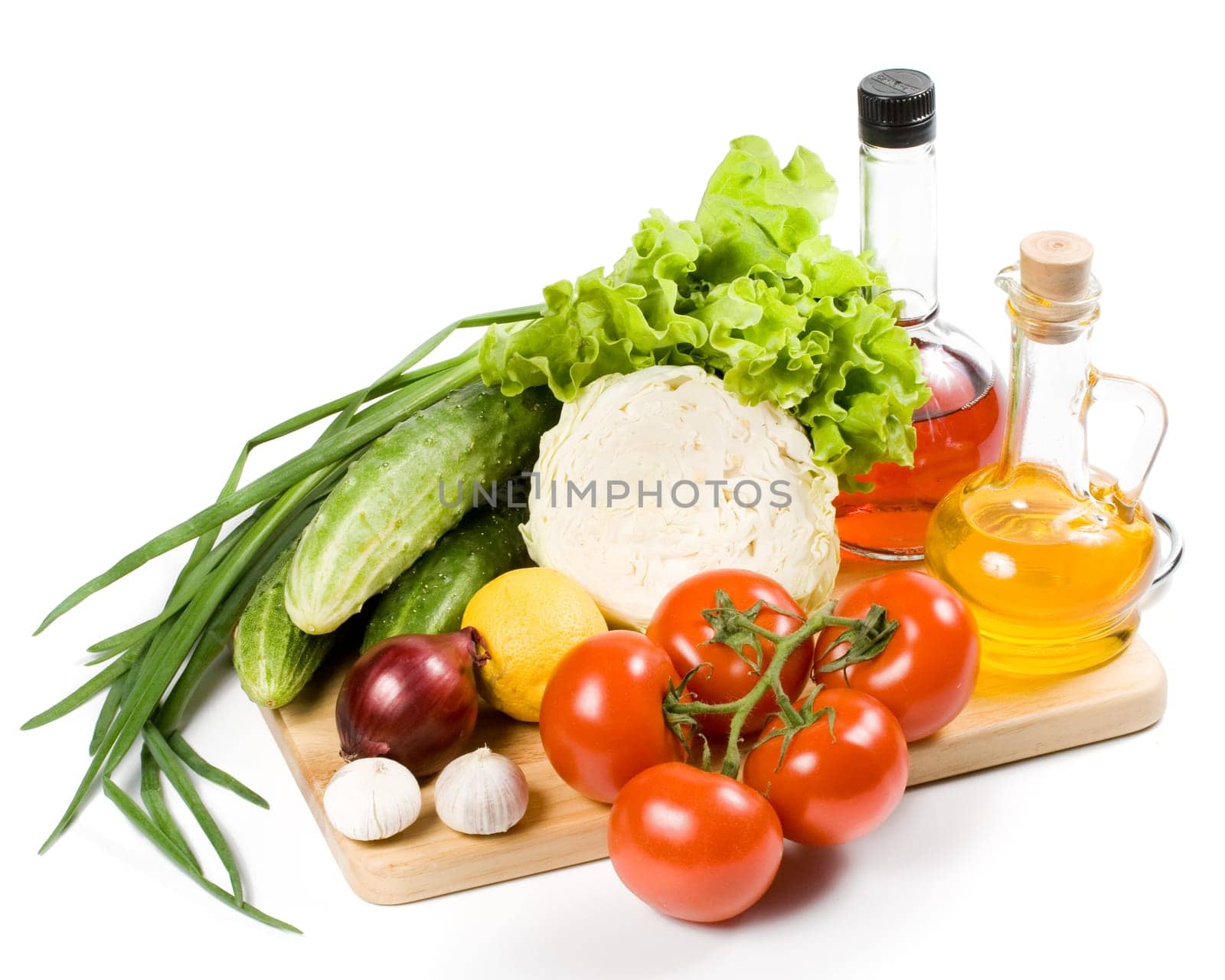 Fresh vegetables isolated on a white background.