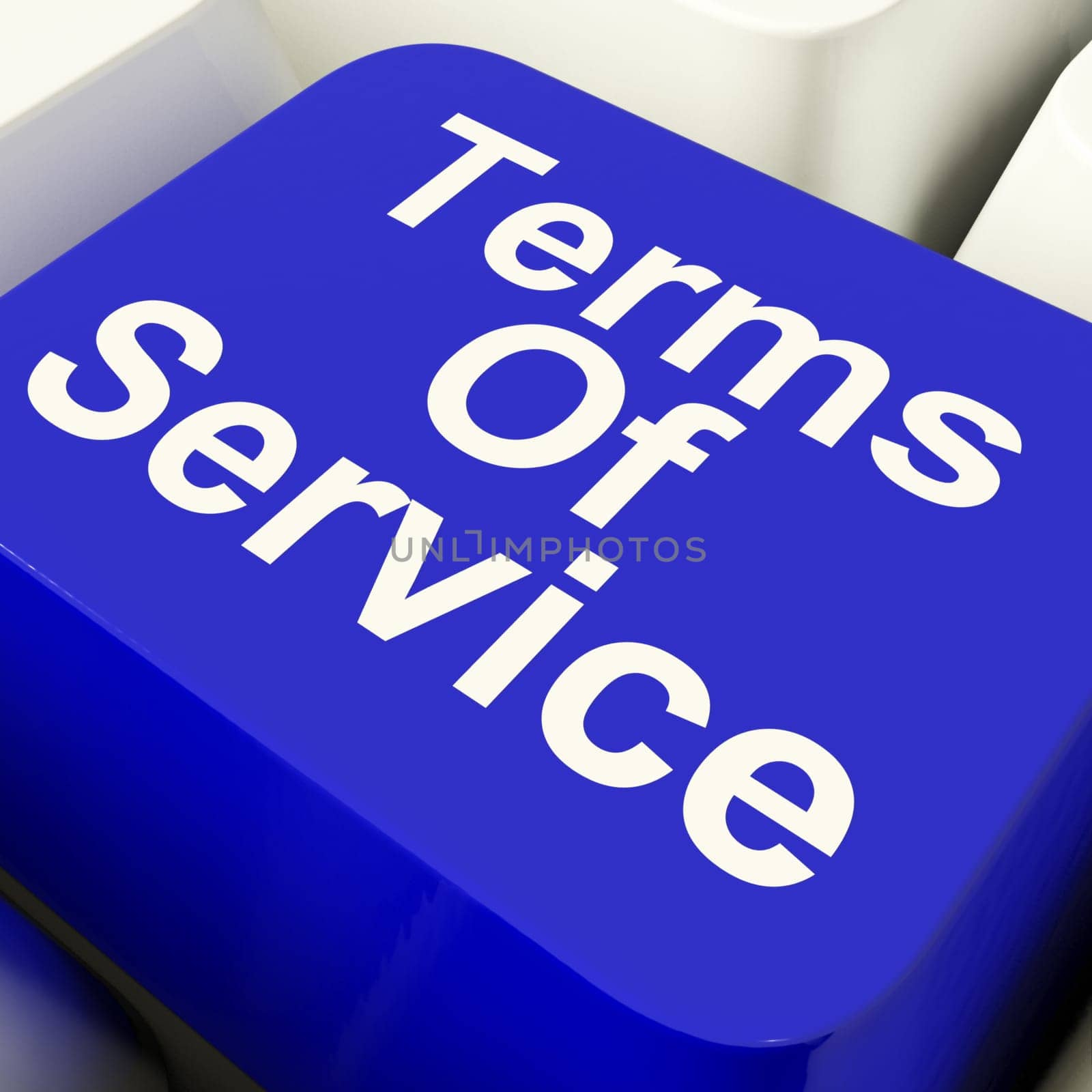 Terms Of Service Computer Key In Blue Showing Websites Agreement And Conditions