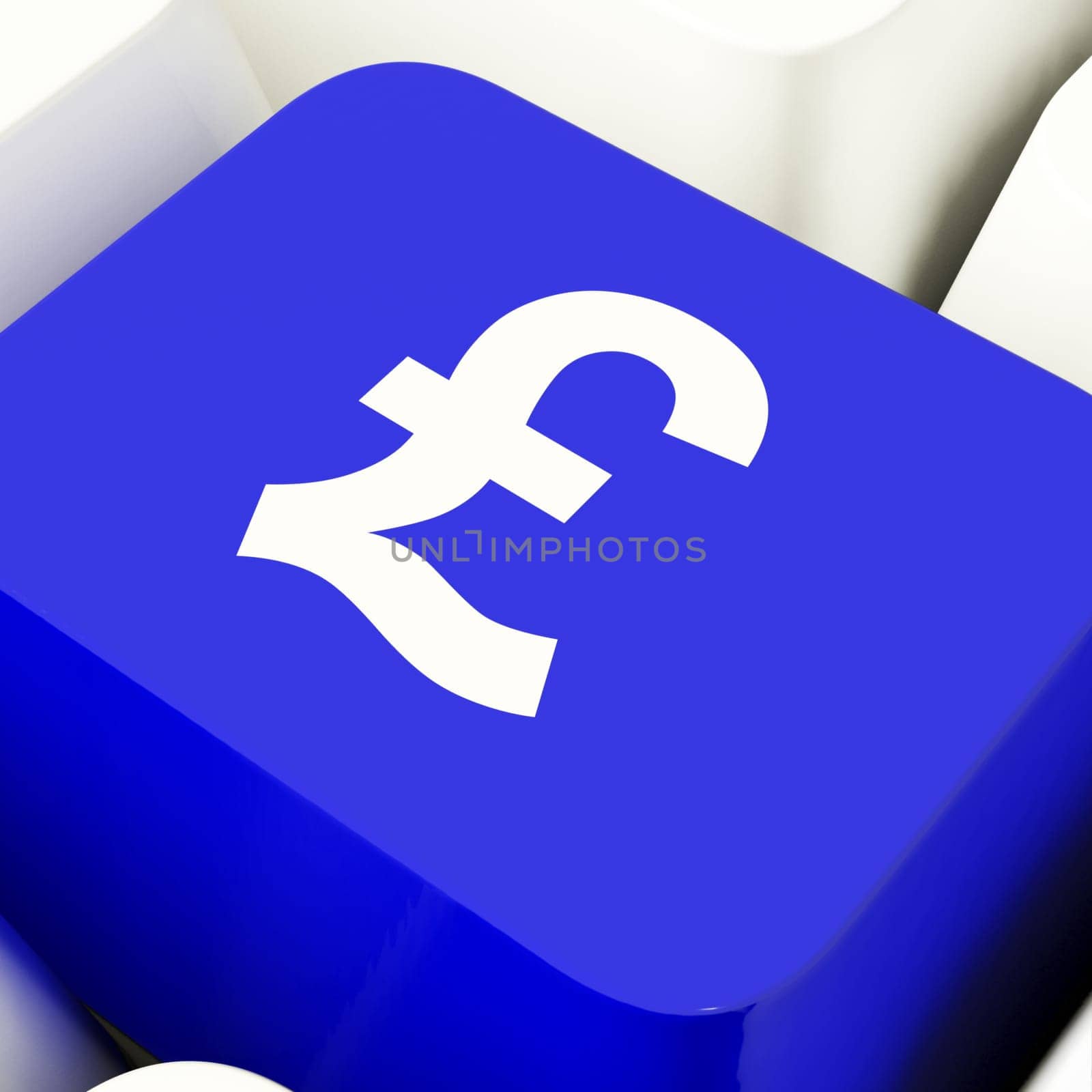 Pound Symbol Computer Key In Blue Showing Money And Investments
