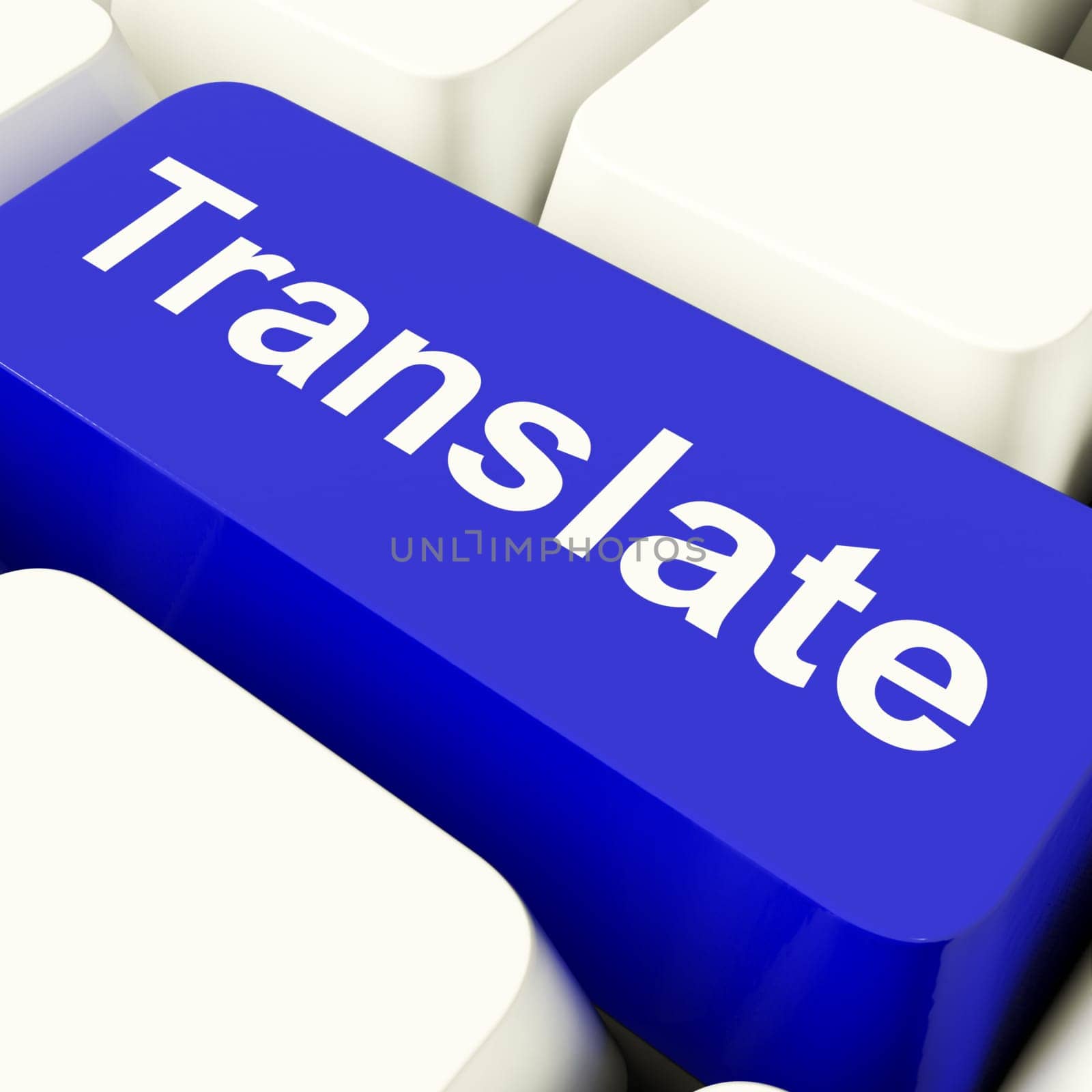 Translate Computer Key In Blue Showing Web Translator