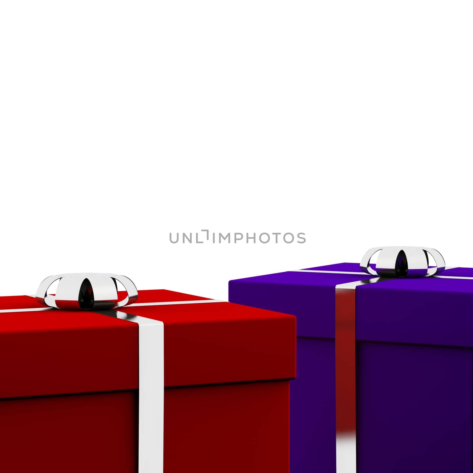Red And Blue Gift Boxes With White Background As Present For Him And Her