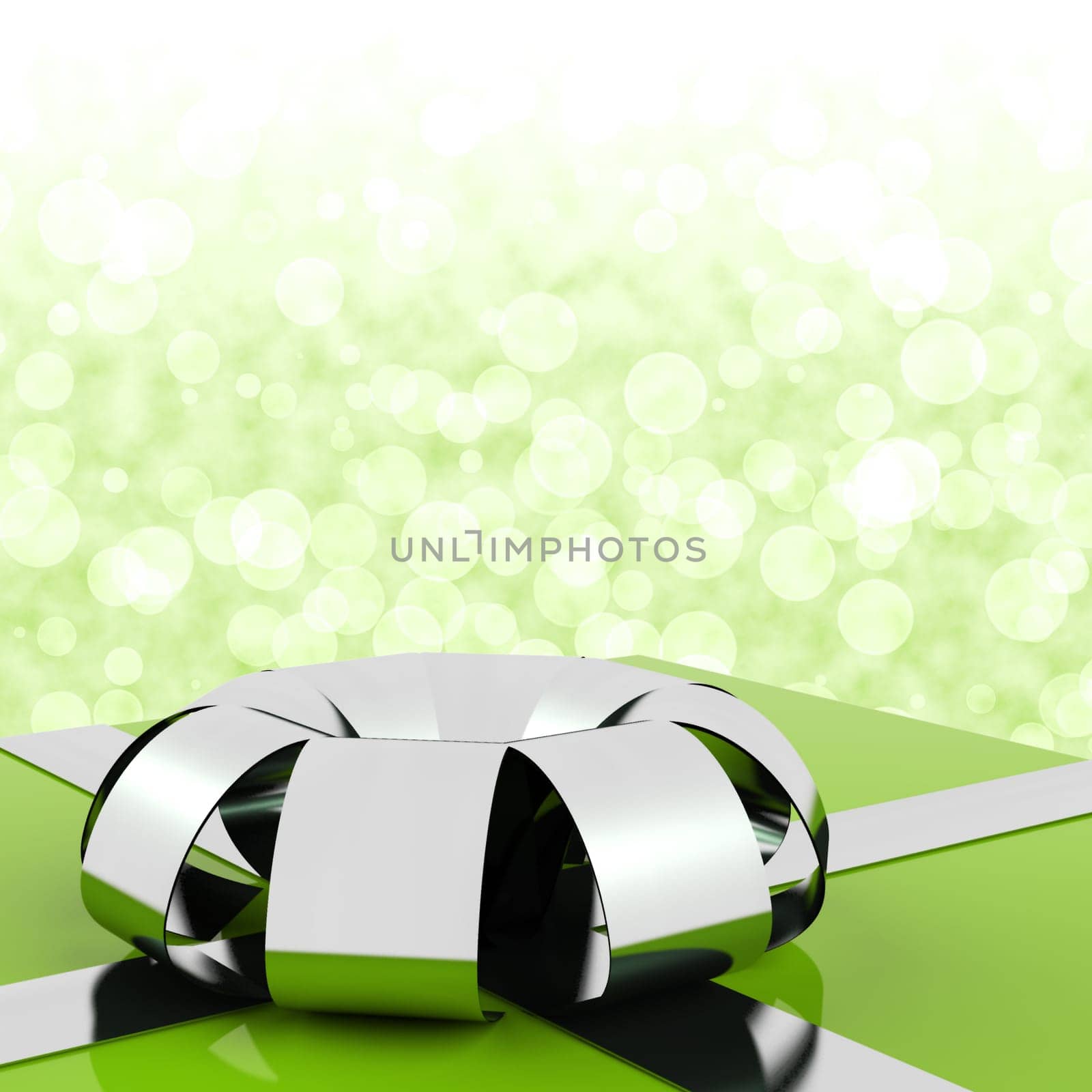 Green Giftbox With Bokeh Background For Mans Birthday
