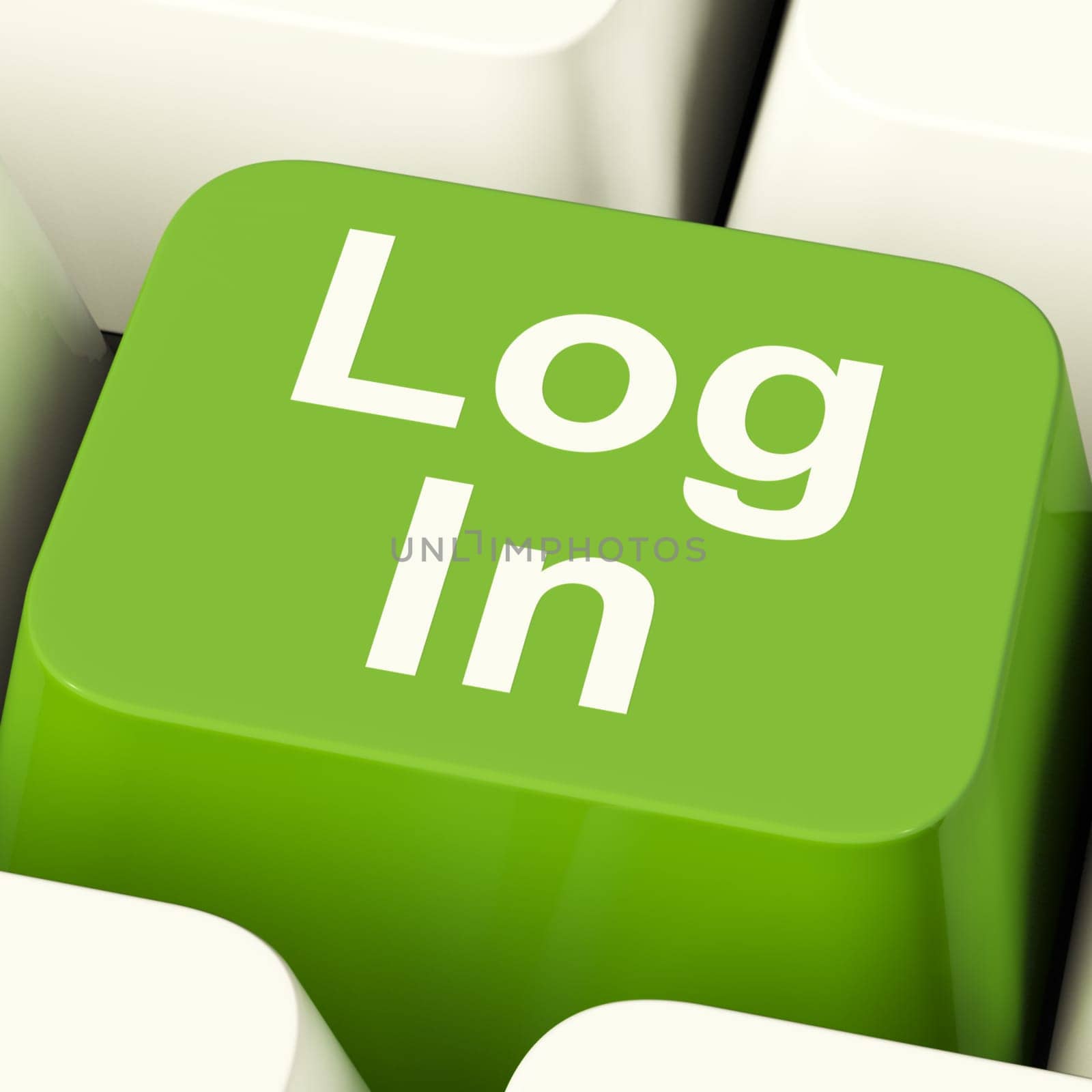 Log In Computer Key Green Showing Access And Entering Websites