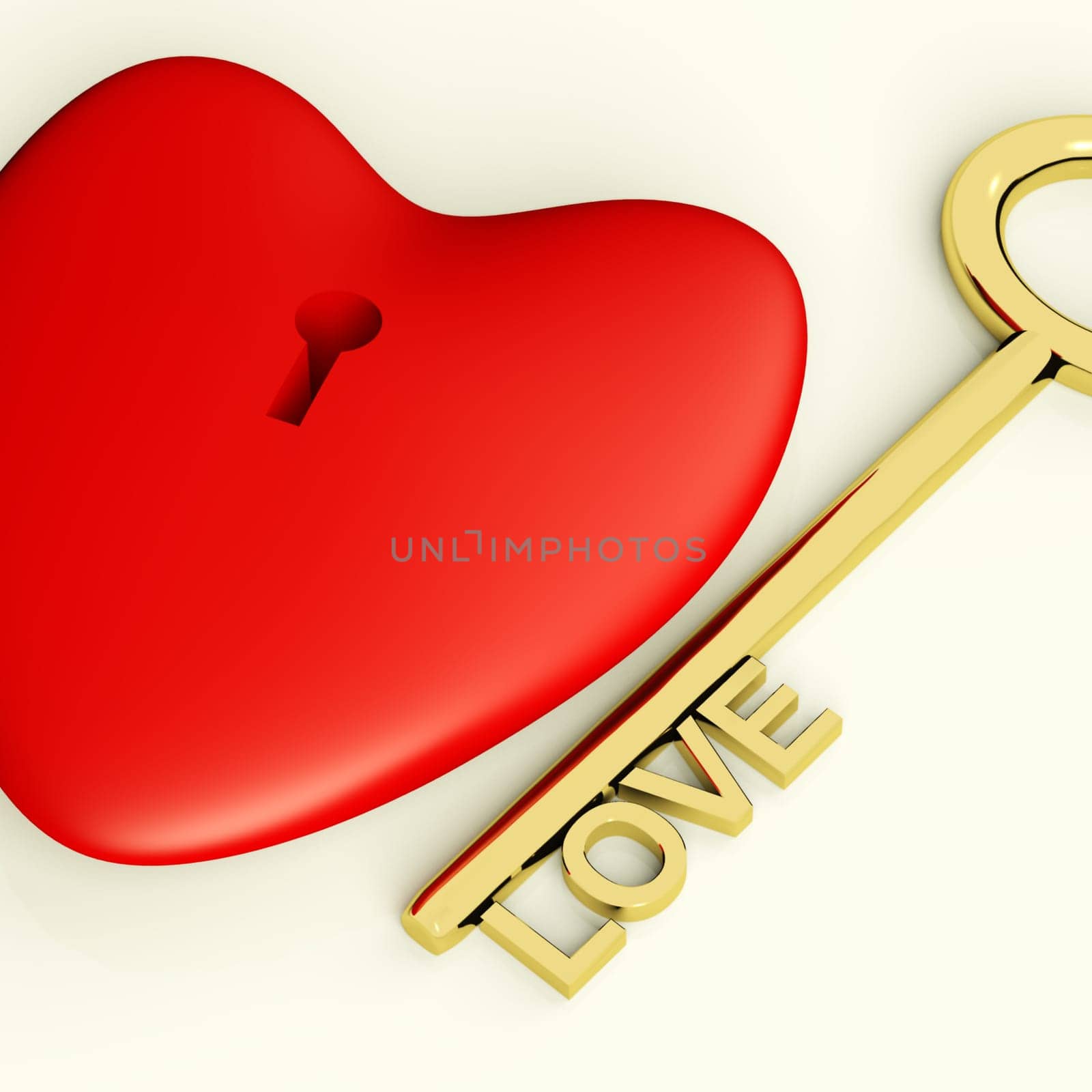 Heart With Key Closeup Showing Love Romance And Valentine