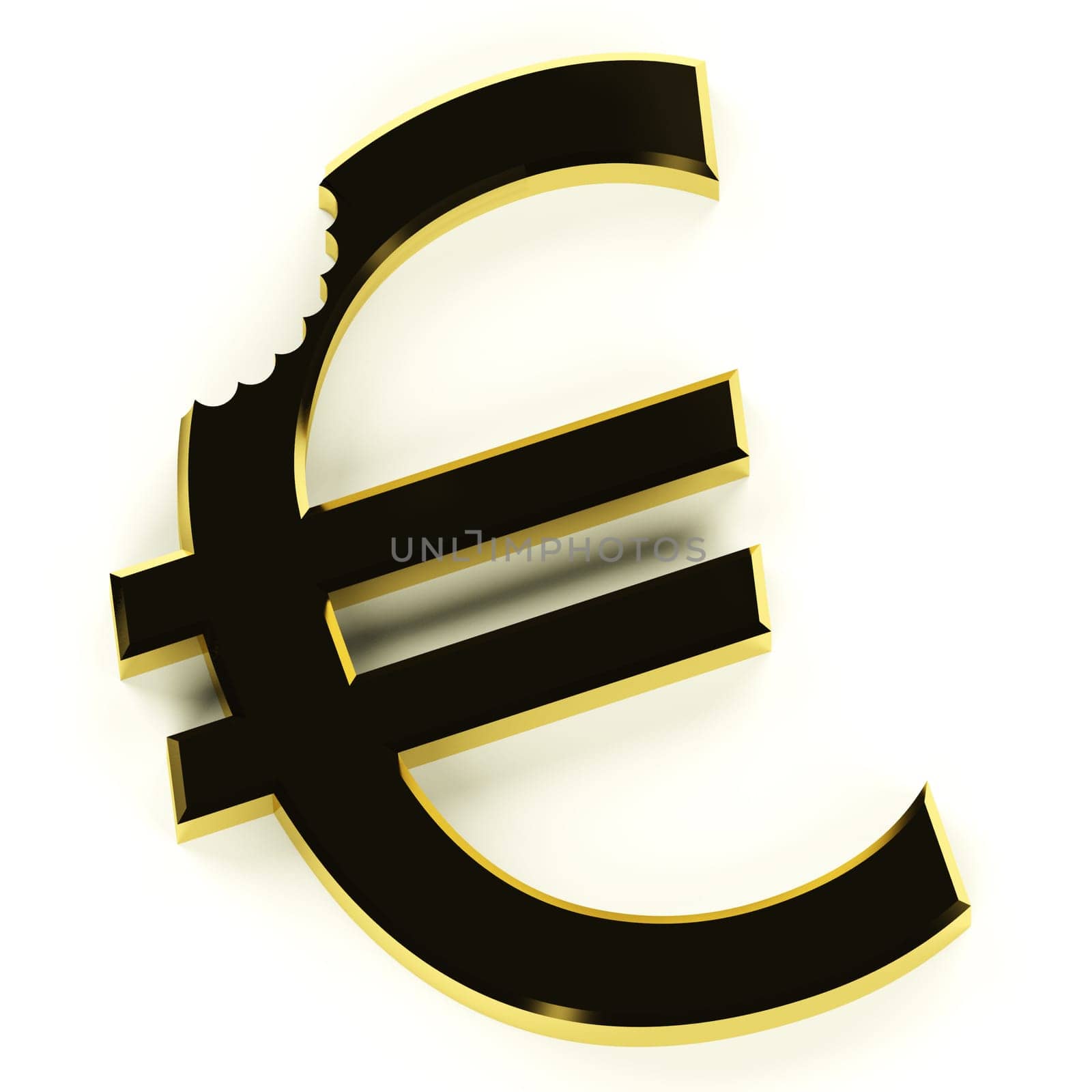 Euro With Bite Showing Devaluation Economic Crisis And Recessions