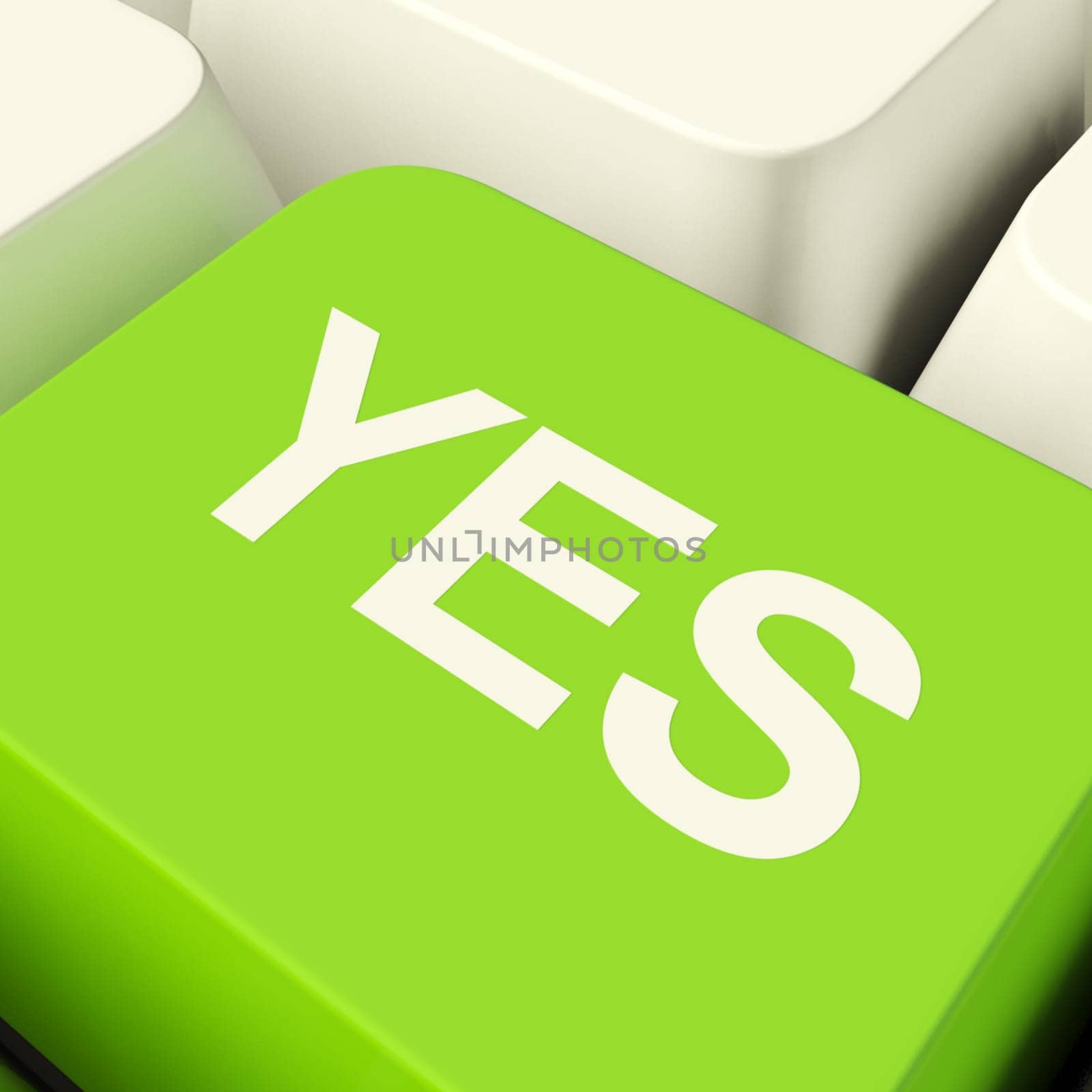 Yes Computer Key Green Showing Approval And Support