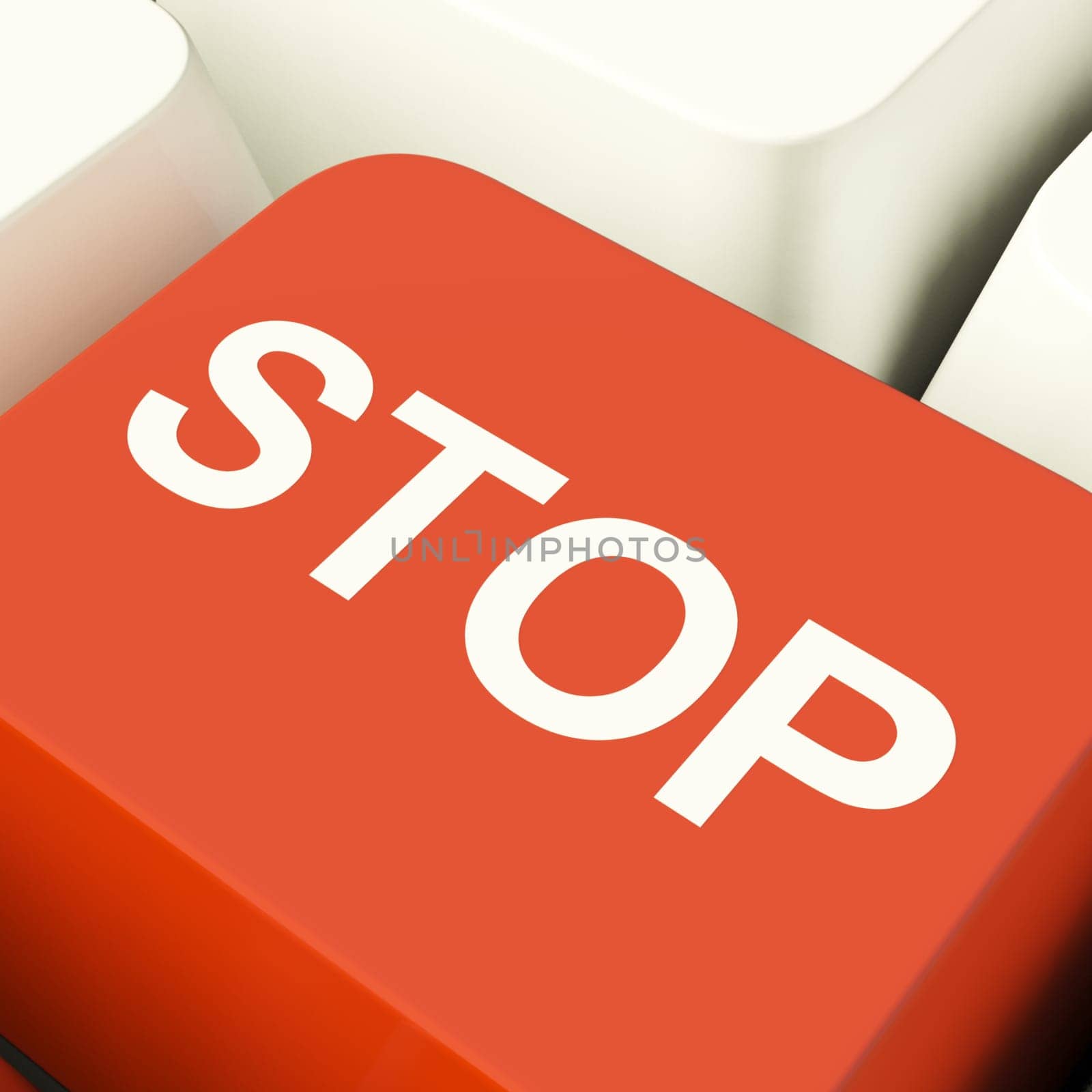 Stop Computer Key Showing Denial Panic Or Negativity