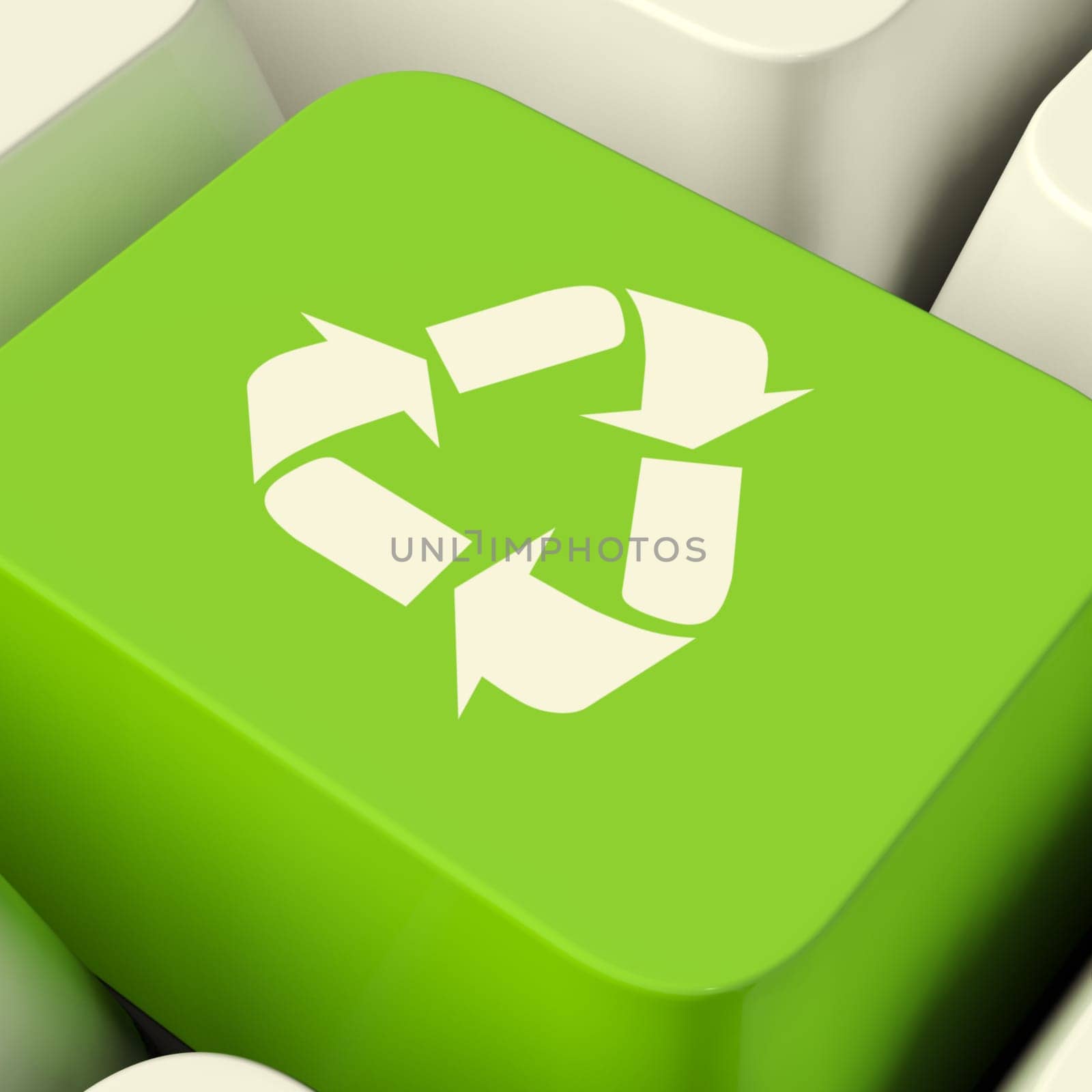 Recycle Computer Key In Green Showing Recycling Or Eco Friendly