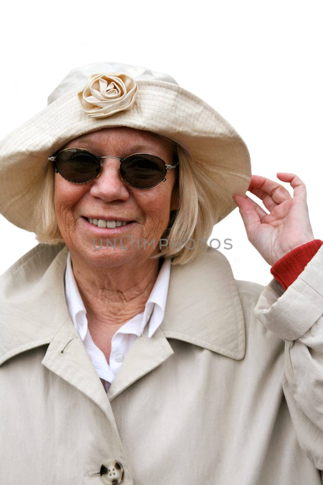 Senior woman in rain gear