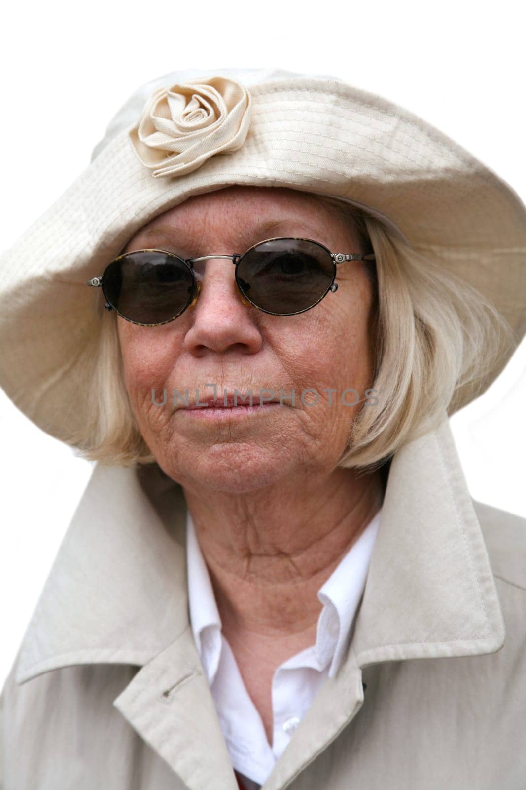 Senior woman in rain gear