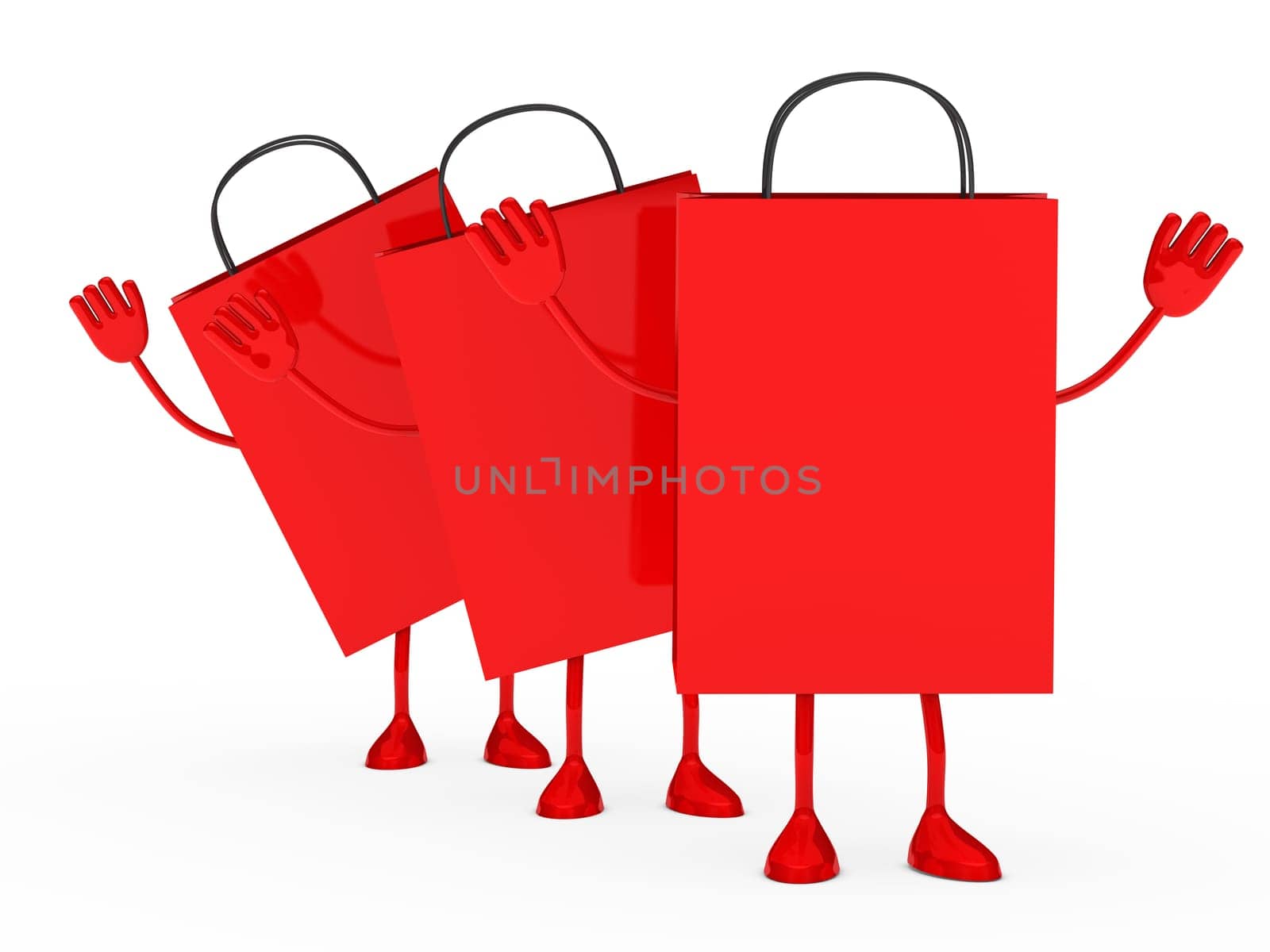 Red sale percent bags stand and wave