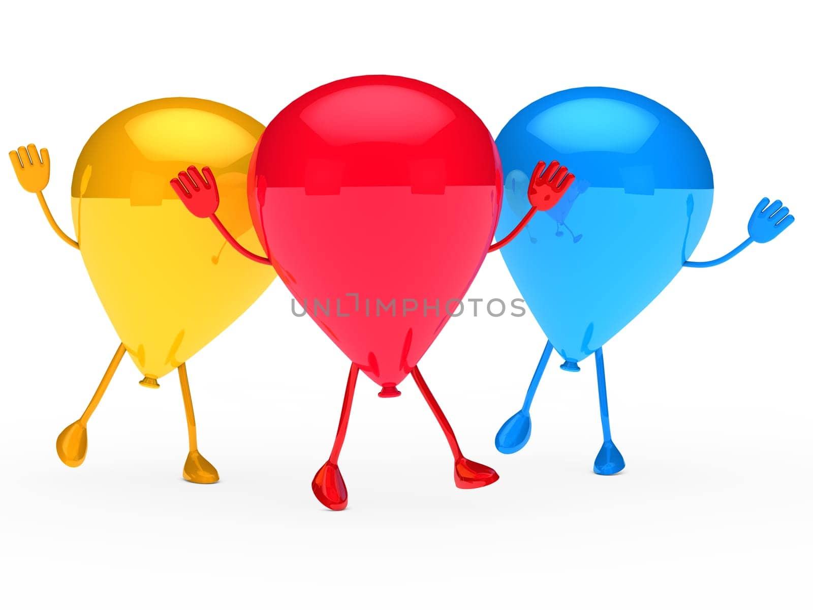 Colorful Party balloon stand and wave hands