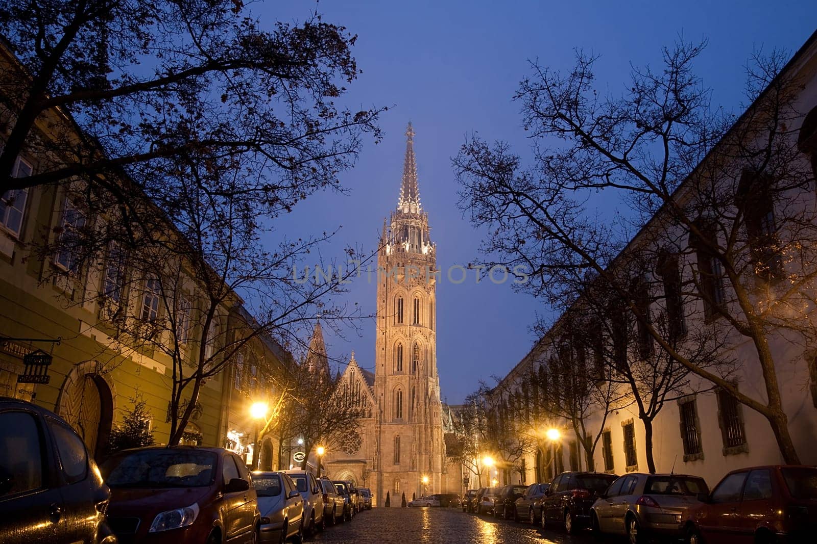 Budapest Matthias Church at night
