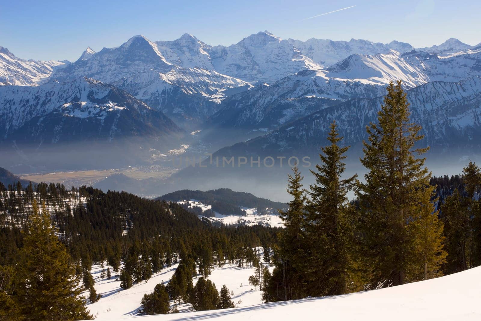 Eiger Mönch Jungfrau Panorama seen from Beatenberg