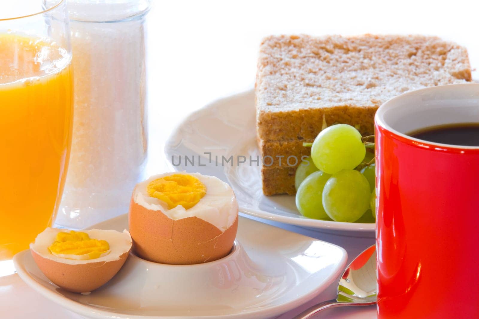 Breakfast with egg,coffee and orange juice