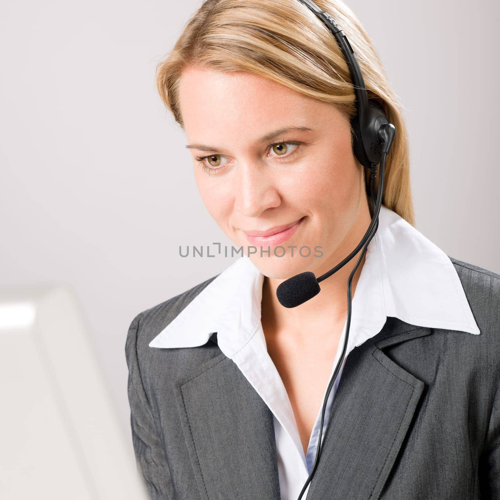 Customer care service center woman call operator phone headset