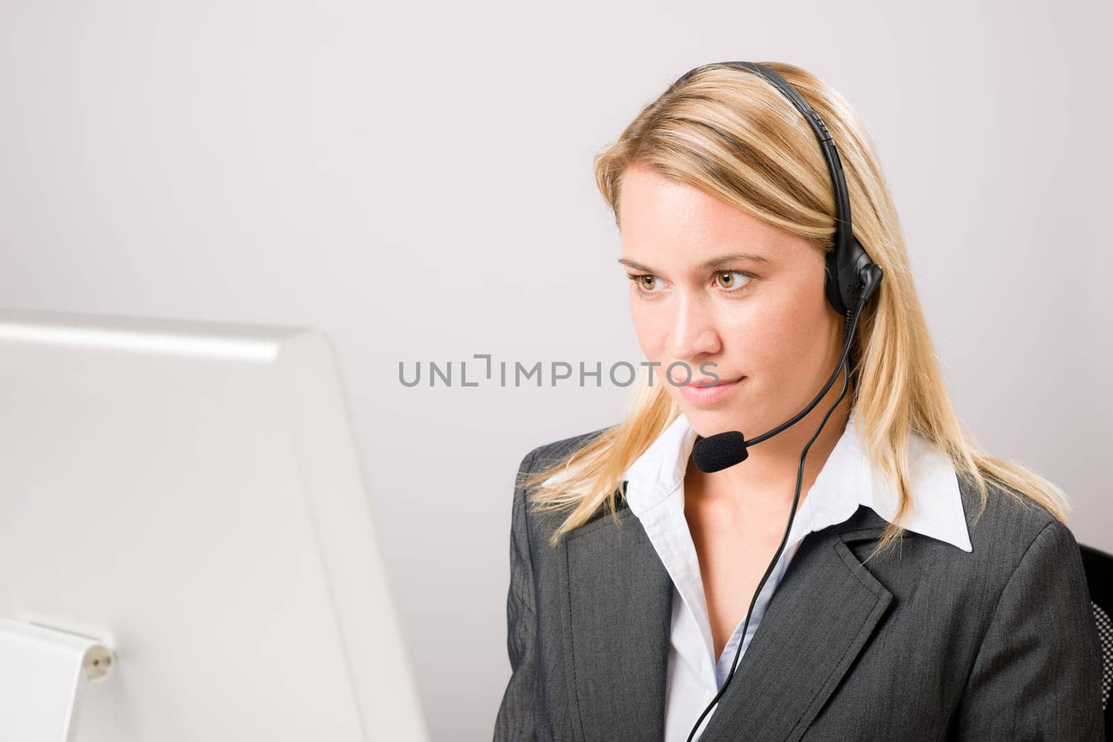 Customer care service center woman call operator phone headset