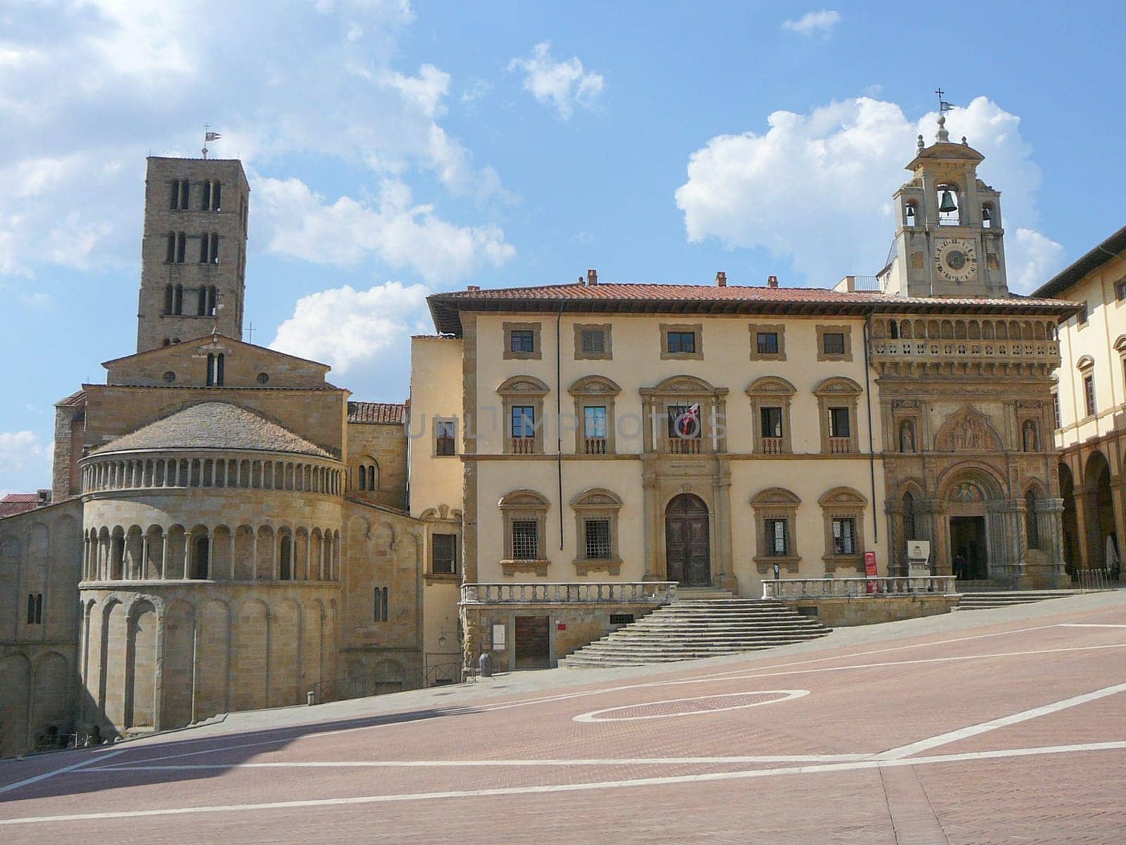 View of the Town of Arezzo in Tuscany, Italy - Piazza Grande square