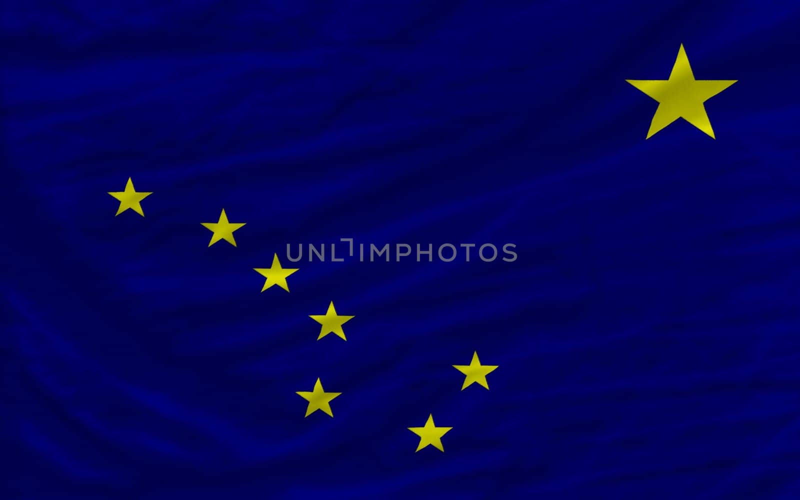 complete flag of us state of alaska covers whole frame, waved, crunched and very natural looking. It is perfect for background