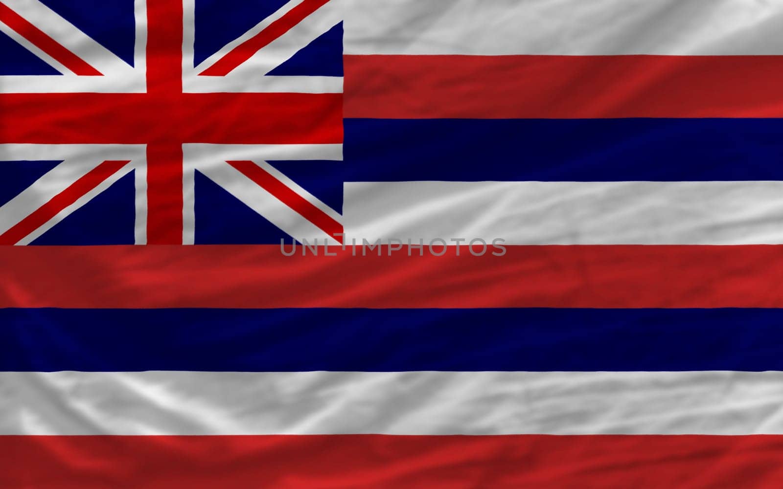complete flag of us state of hawaii covers whole frame, waved, crunched and very natural looking. It is perfect for background