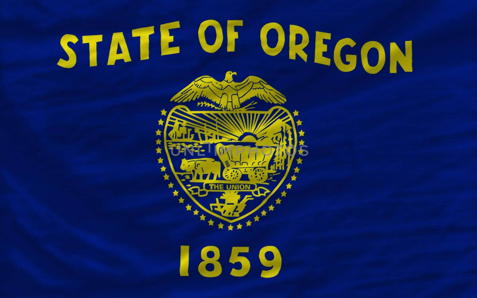 complete flag of us state of oregon covers whole frame, waved, crunched and very natural looking. It is perfect for background