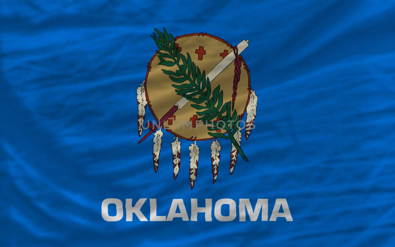 complete flag of us state of oklahoma covers whole frame, waved, crunched and very natural looking. It is perfect for background