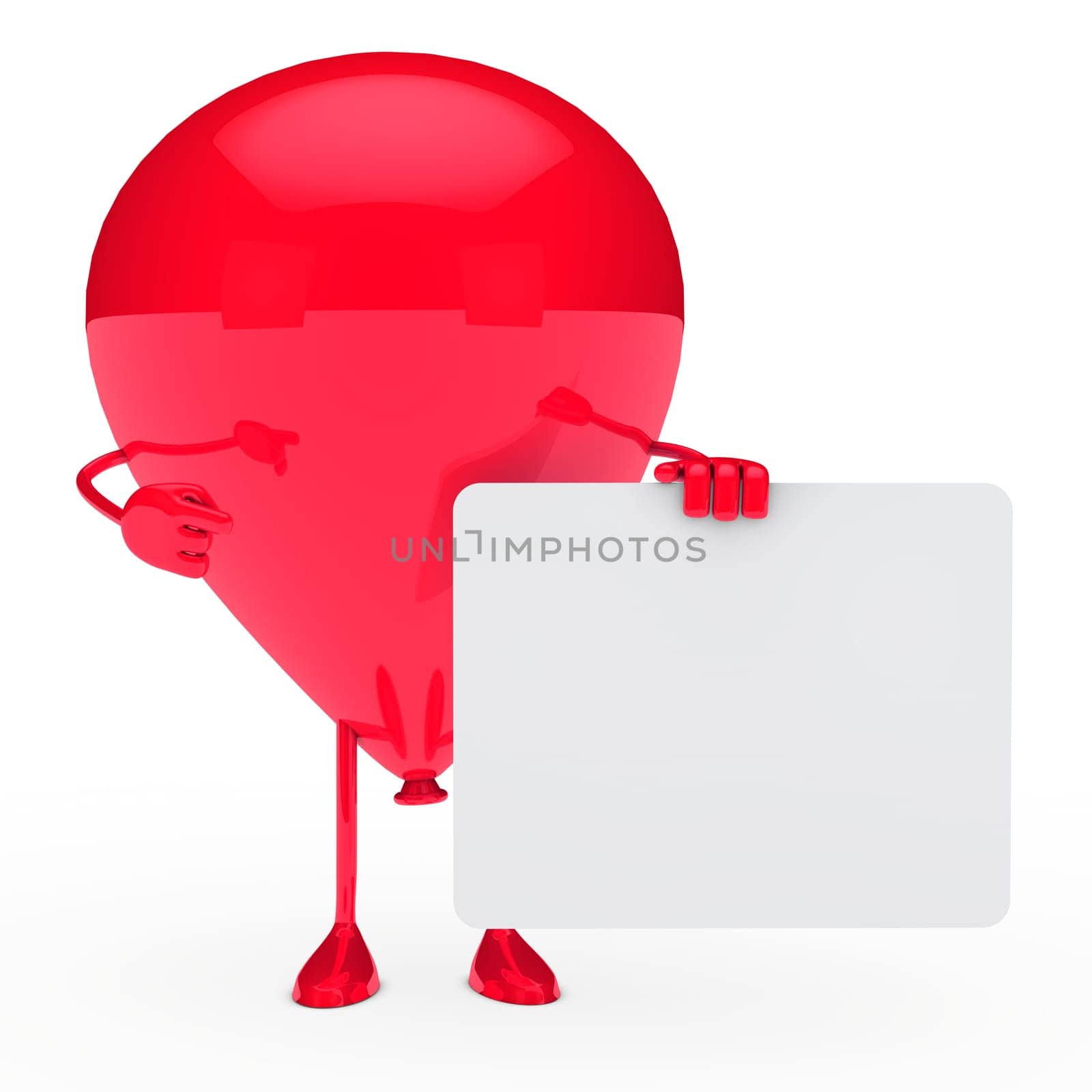 red party balloon shows finger on billboard