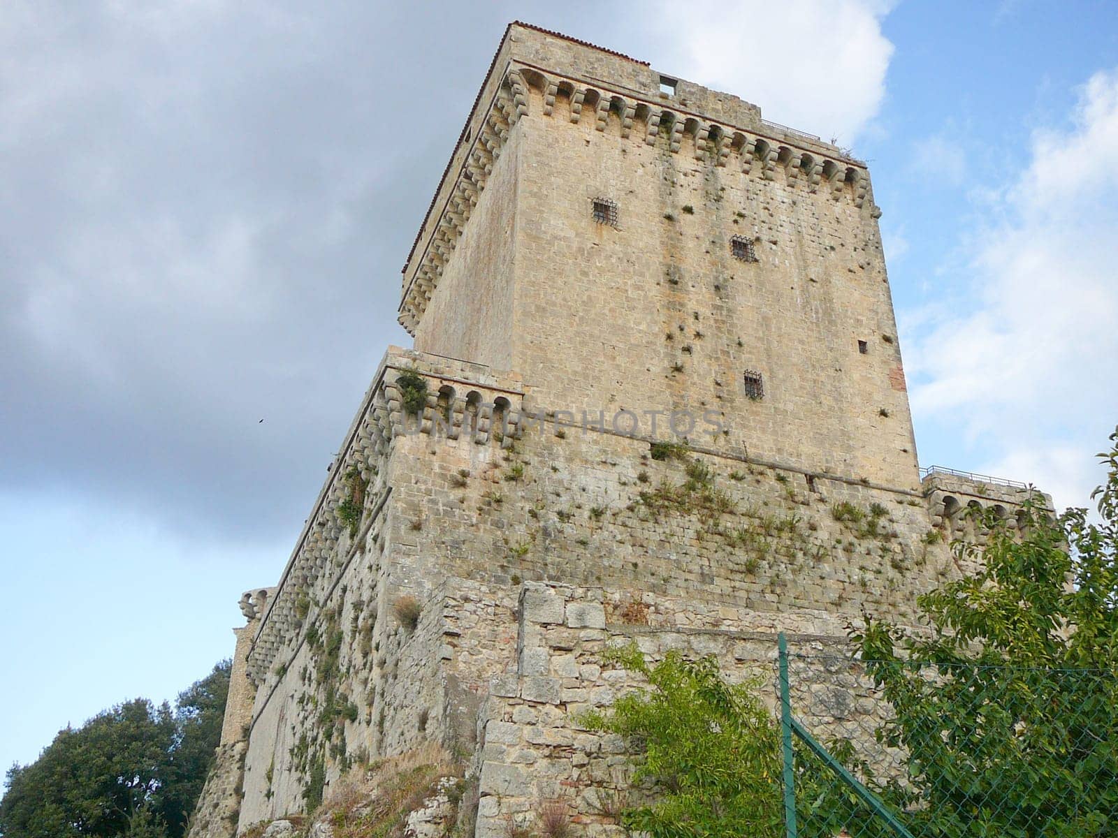 View of the Sarteano Castle on Tuscany hills, Italy