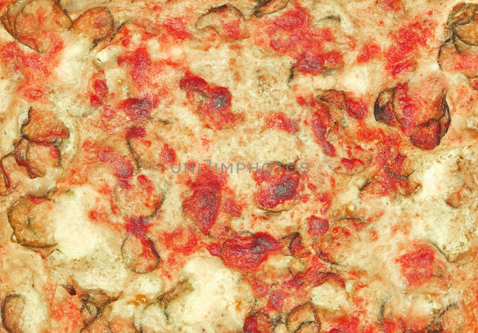 Detail of courgettes (zucchini) pizza with vegetables