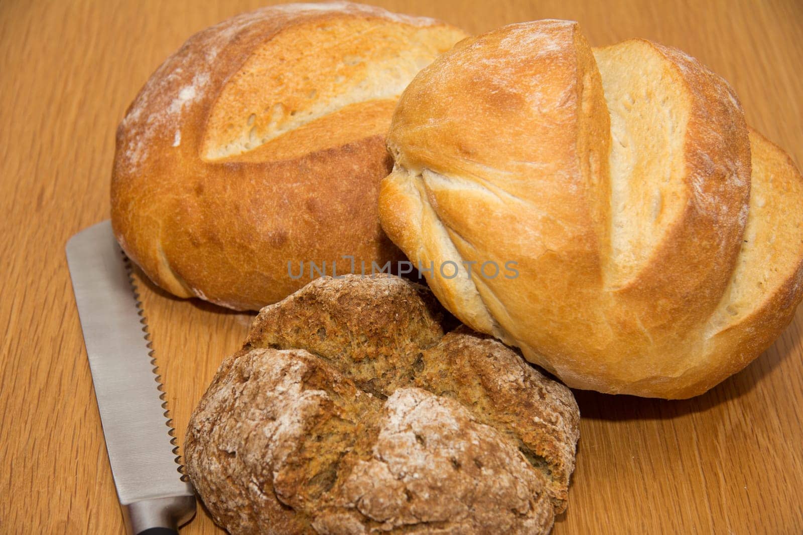 Loaves of freshly baked bread