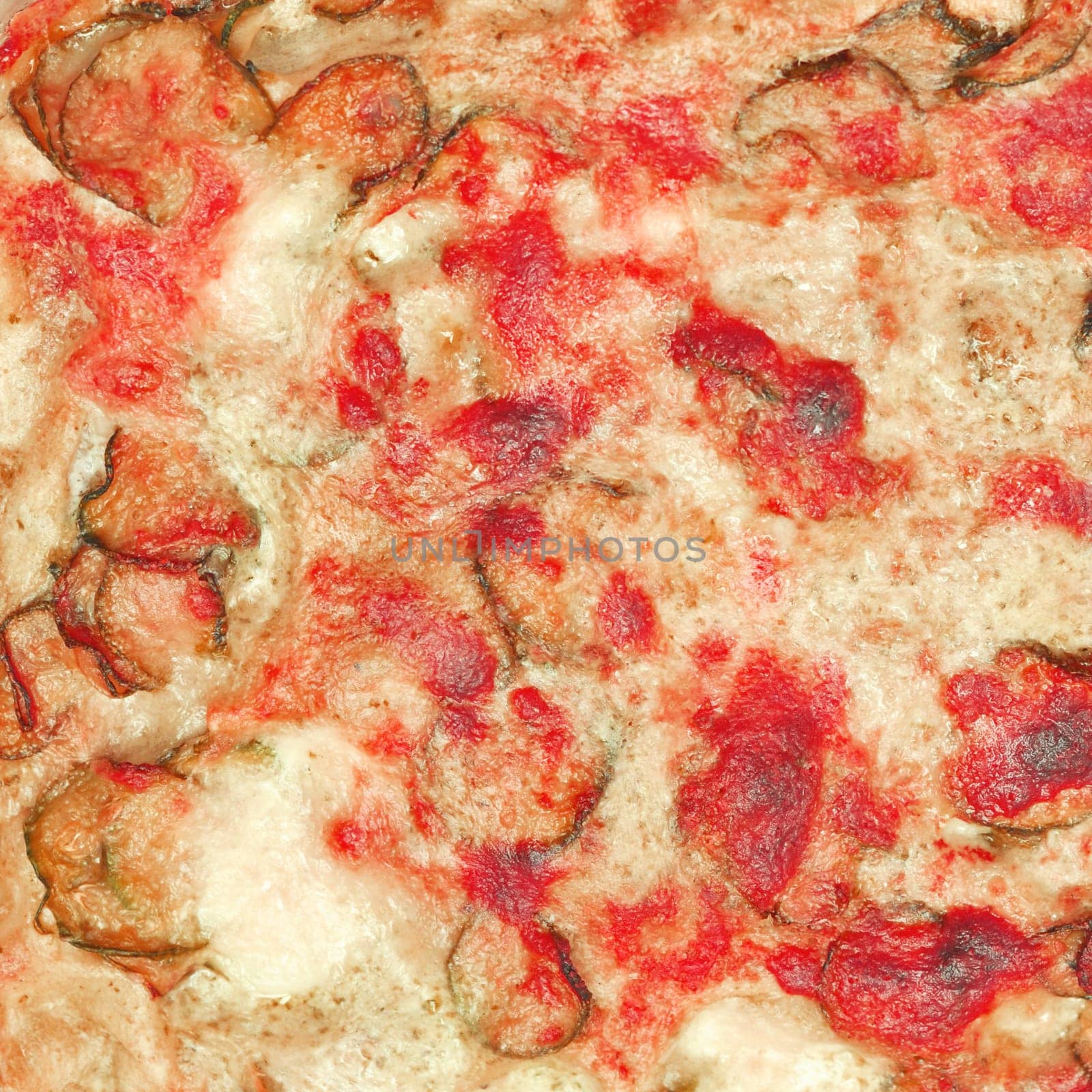 Detail of courgettes (zucchini) vegetarian pizza