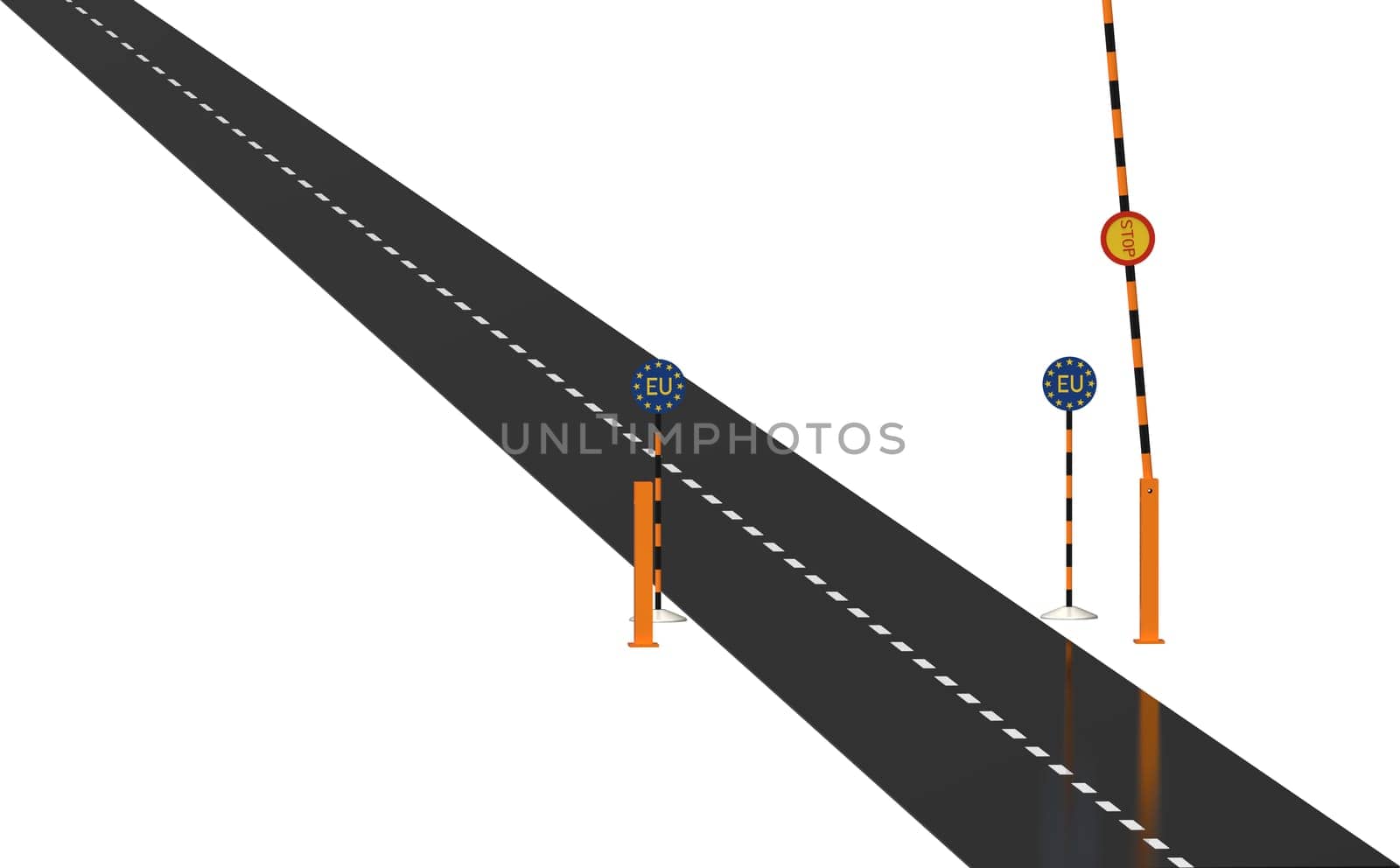The ramp on the way to the EU, 3d render, isolated