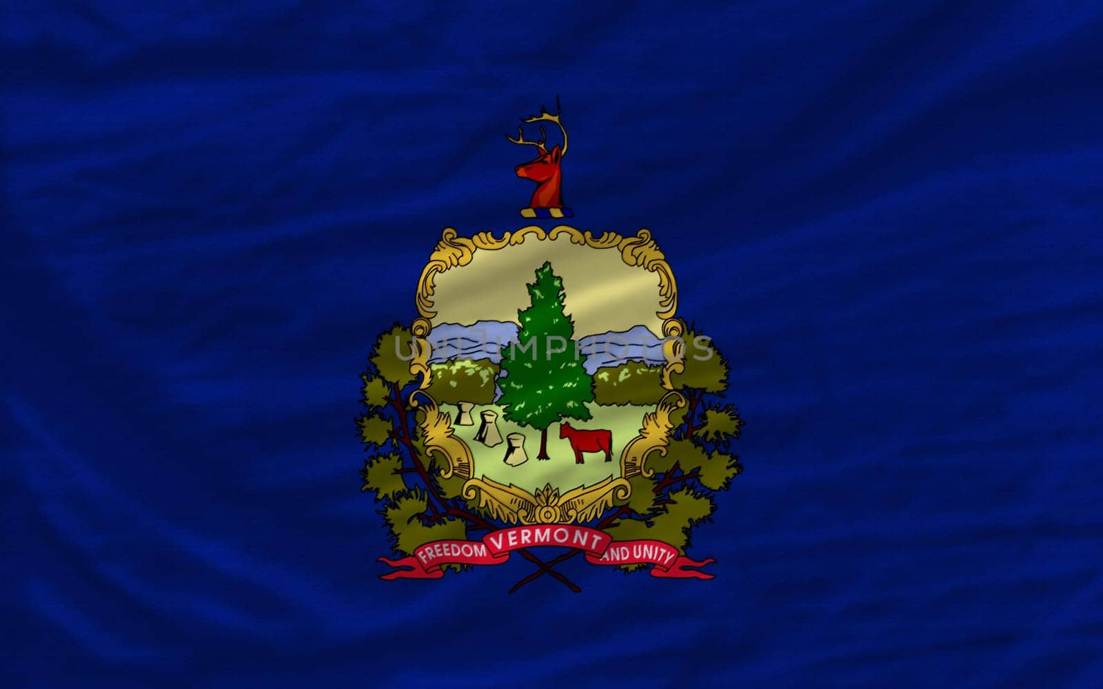 complete flag of us state of vermont covers whole frame, waved, crunched and very natural looking. It is perfect for background