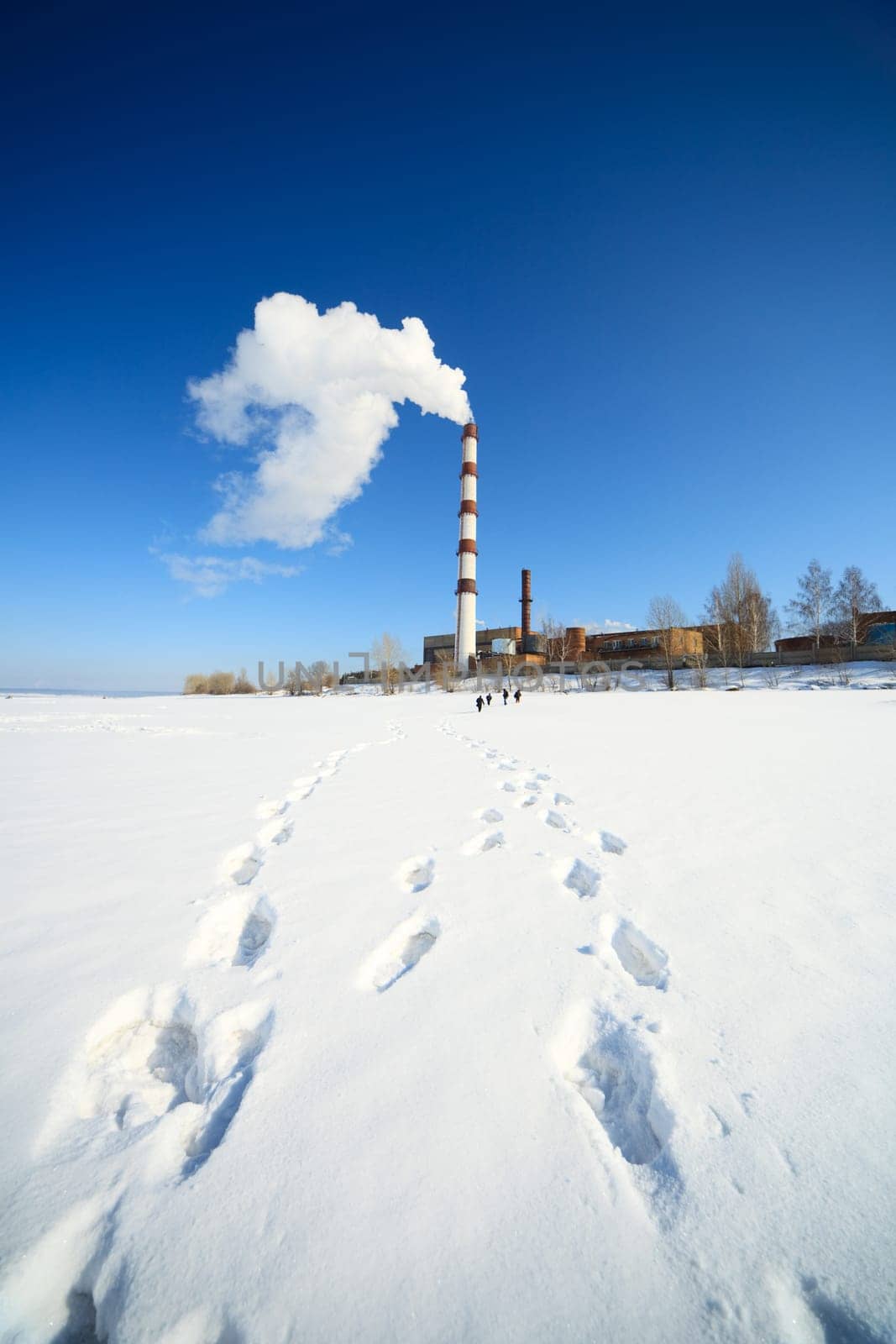 Chimney of electricity plant. Berdsk, Novosibirsk area.