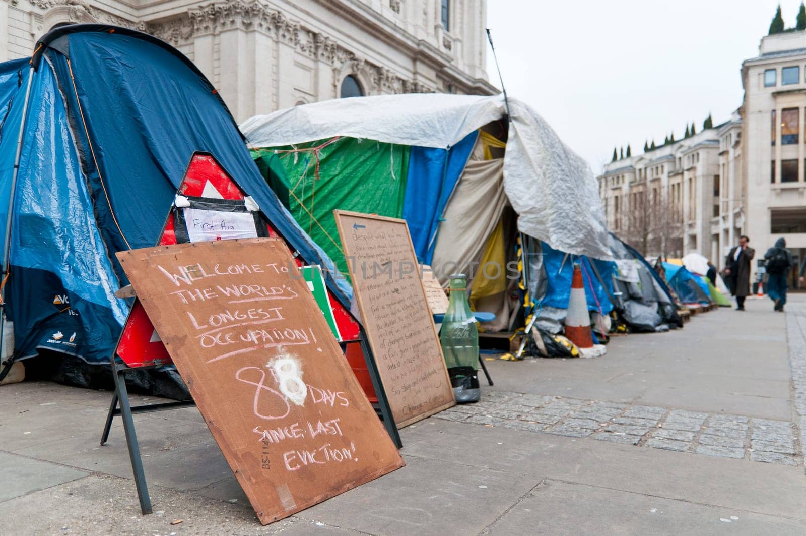 LONDON - January 11: Occupy London occupation in their 88th day. The protesters are set to be evicted soon. January 11, 2012 in London, England.