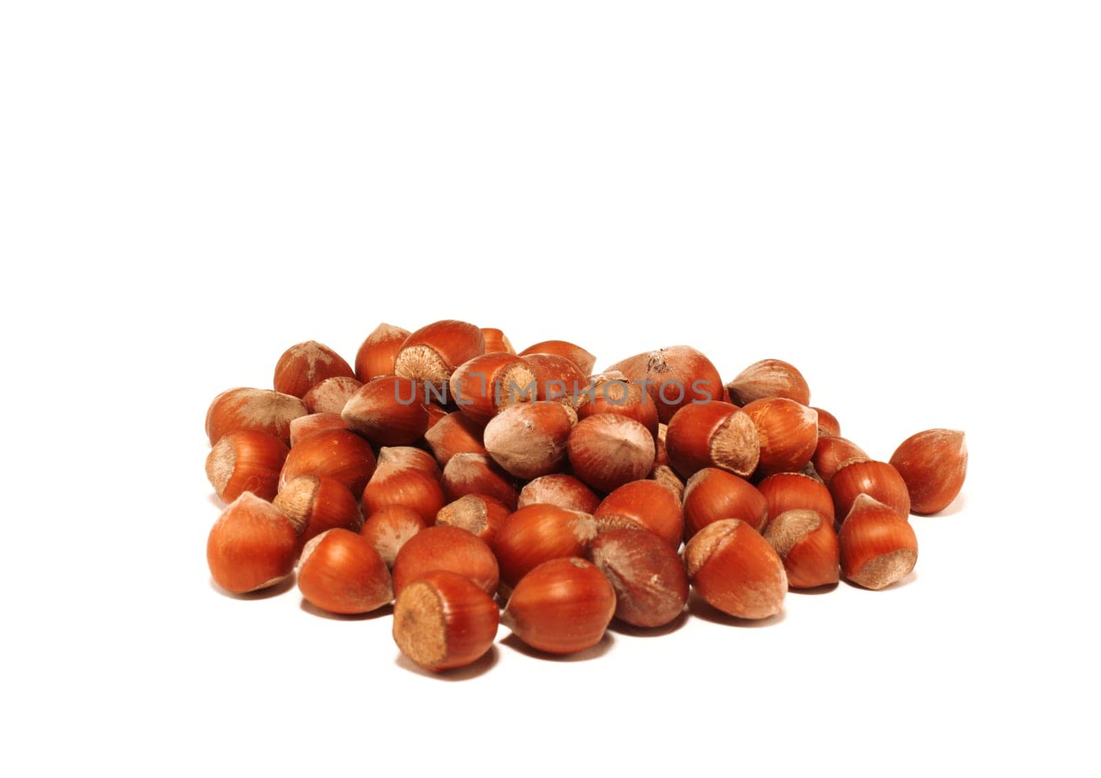 Small group of nuts on a white background