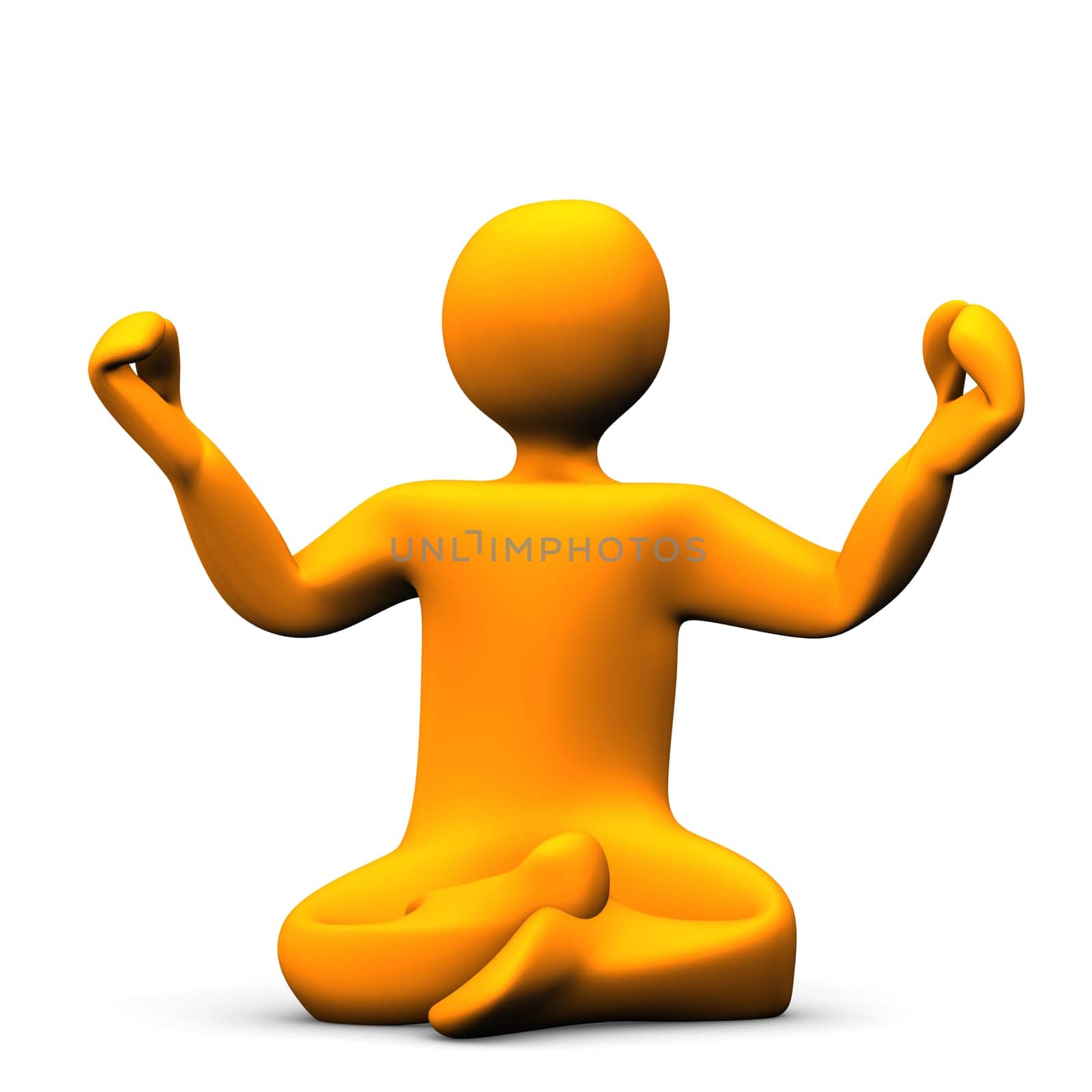 Orange cartoon make yoga on white background.
