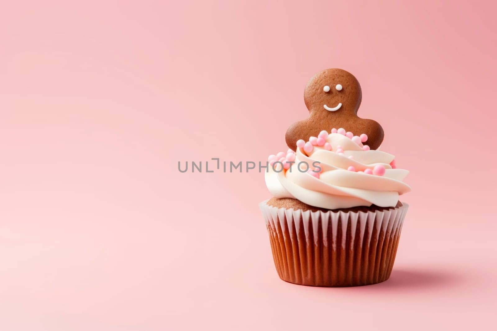 Christmas cupcake with gingerbread man decoration by Spirina