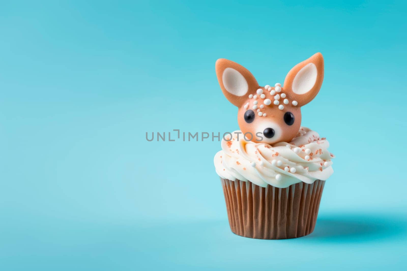 Christmas cupcake with decoration in the form of a fawn by Spirina