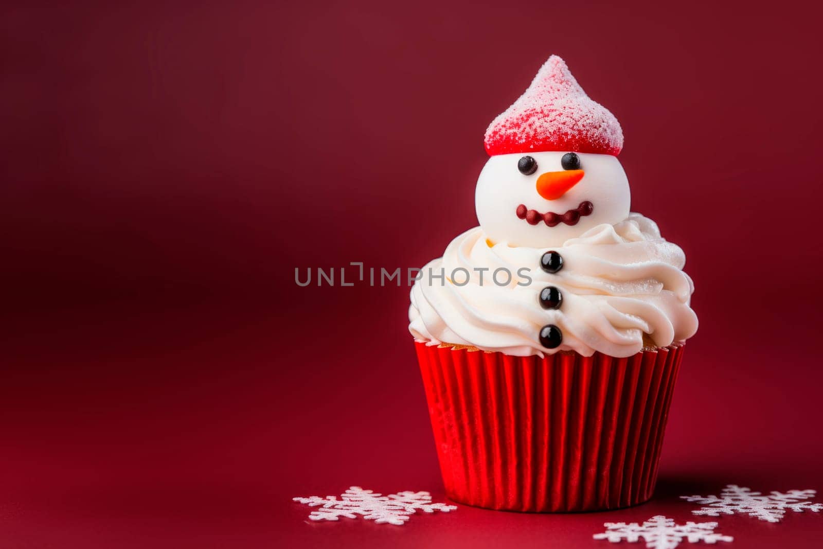 Christmas cupcake with decoration in the form of a snowman by Spirina