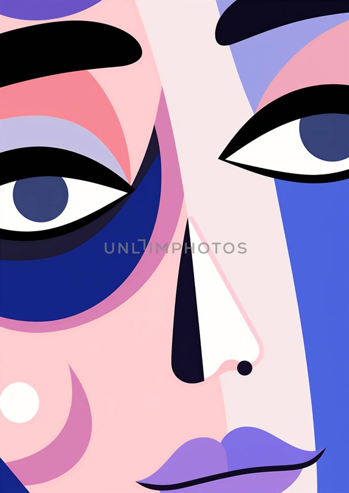 man woman fashion cubism graphic portrait modern face cubist poster abstract. Generative AI. by Vichizh