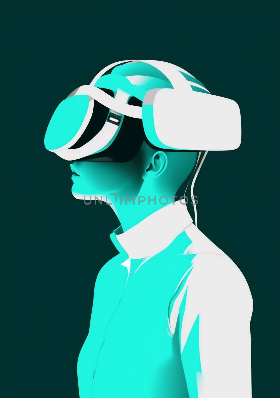science man tech reality headset experience head goggles neon gamer abstract digital futuristic cyber minimalism future gadget glasses technology vr virtual. Generative AI.