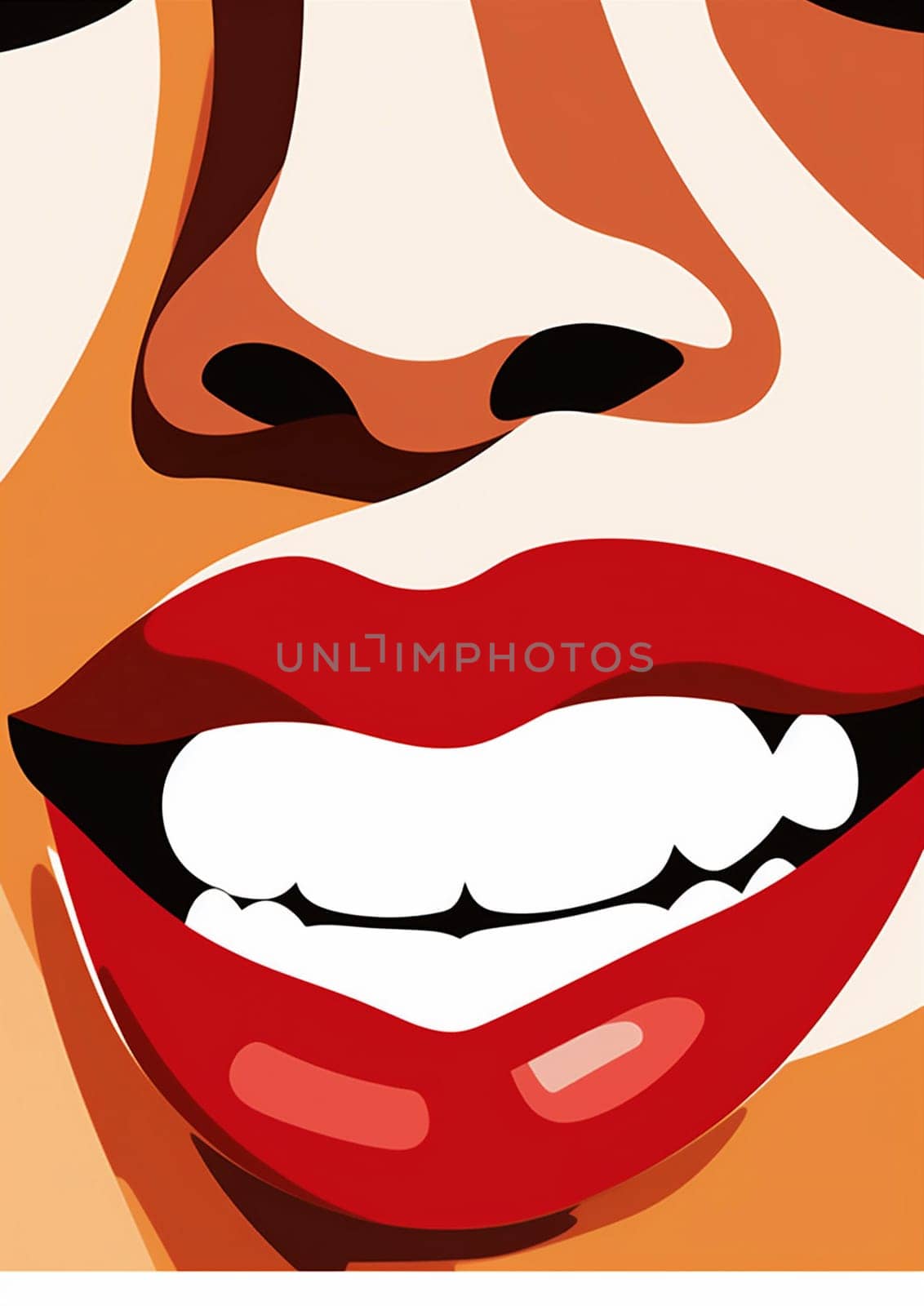 illustration woman teeth lipstick lip fashion red girl poster pop toothpaste. Generative AI. by Vichizh