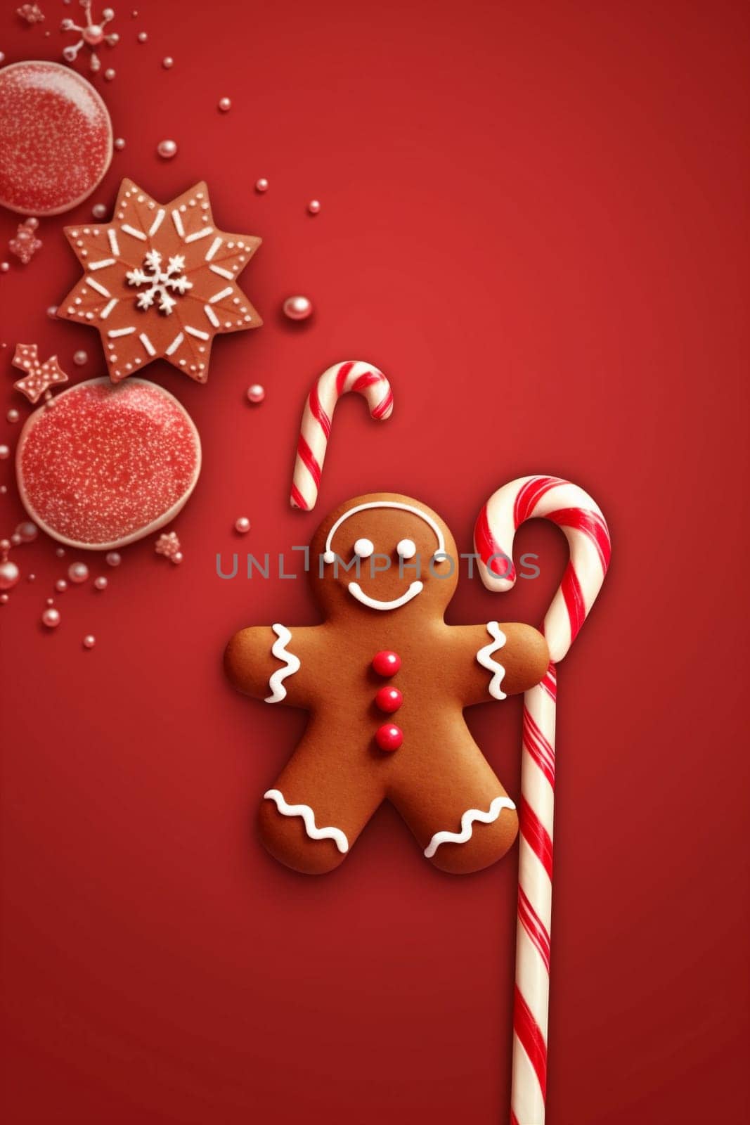 new man ornament cookie gingerbread food background homemade red decor cute december season holiday pastry christmas cake decoration sweet winter merry tree. Generative AI.