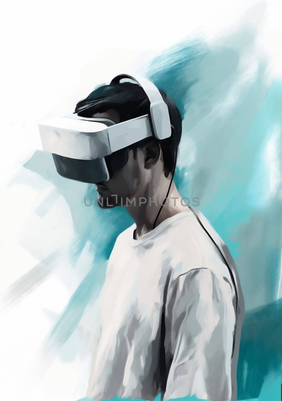 goggles man gadget technology cyber headset futuristic glasses virtual vr digital. Generative AI. by Vichizh