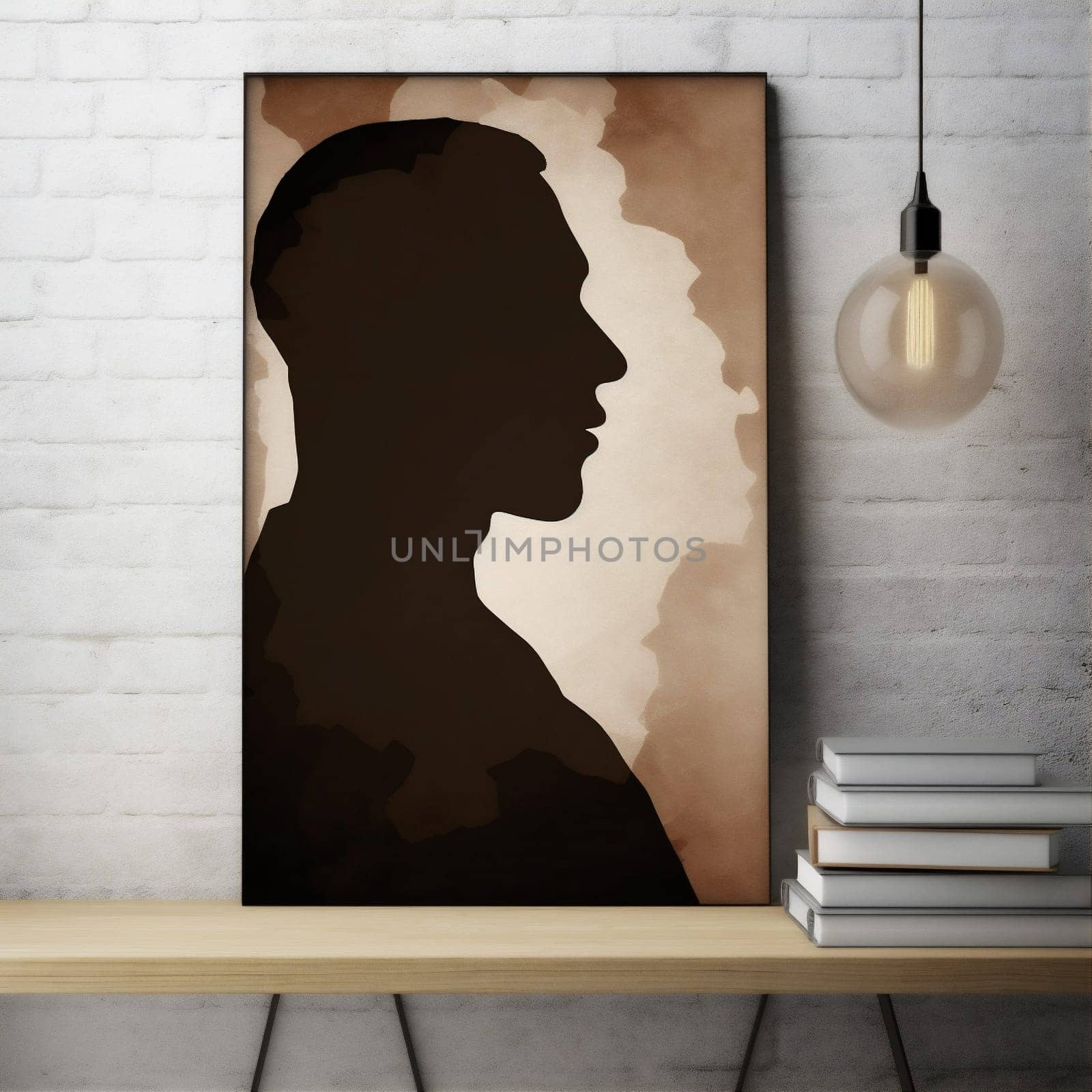 man silhouette profile african head guy face poster color black avatar. Generative AI. by Vichizh