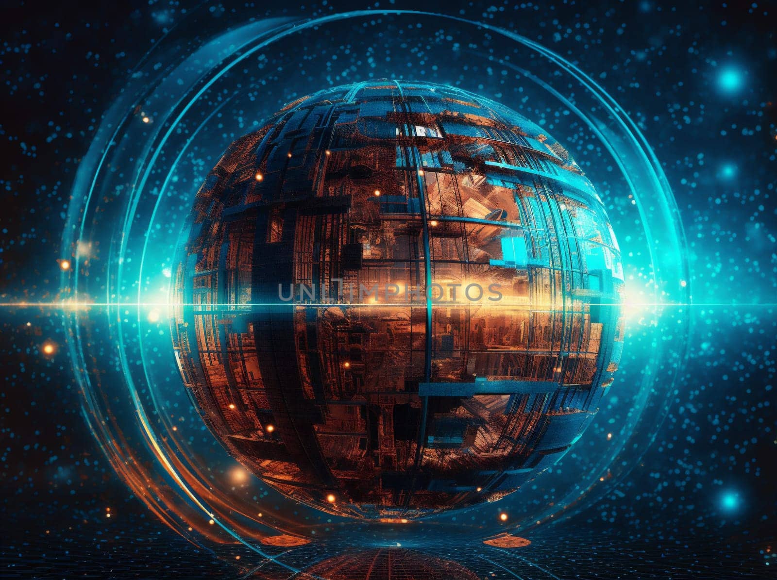 cyberspace globe planet earth technology connection network map internet global. Generative AI. by Vichizh