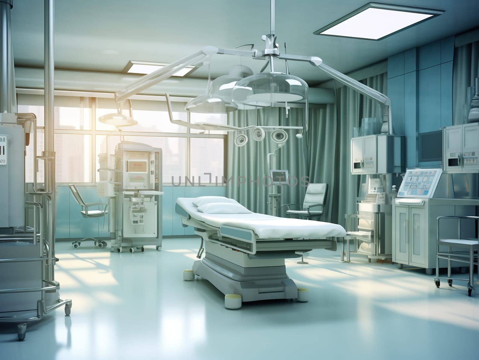 Modern operating or surgery room in hospital, healthcare concept