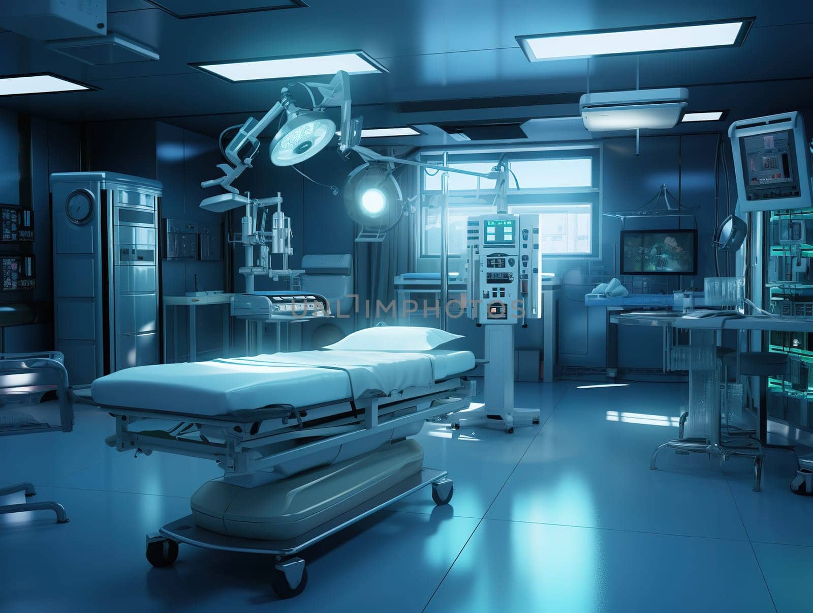 Modern operating or surgery room in hospital, healthcare concept