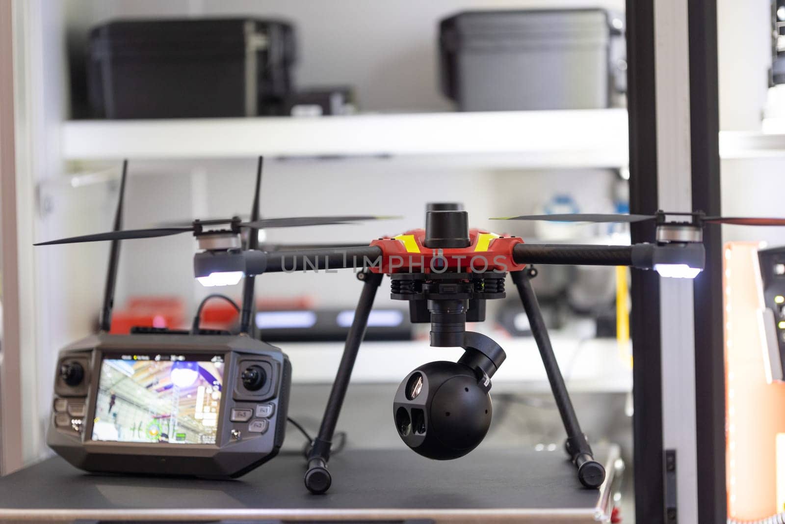 UAV with safety equipment and various safety and work tools.
